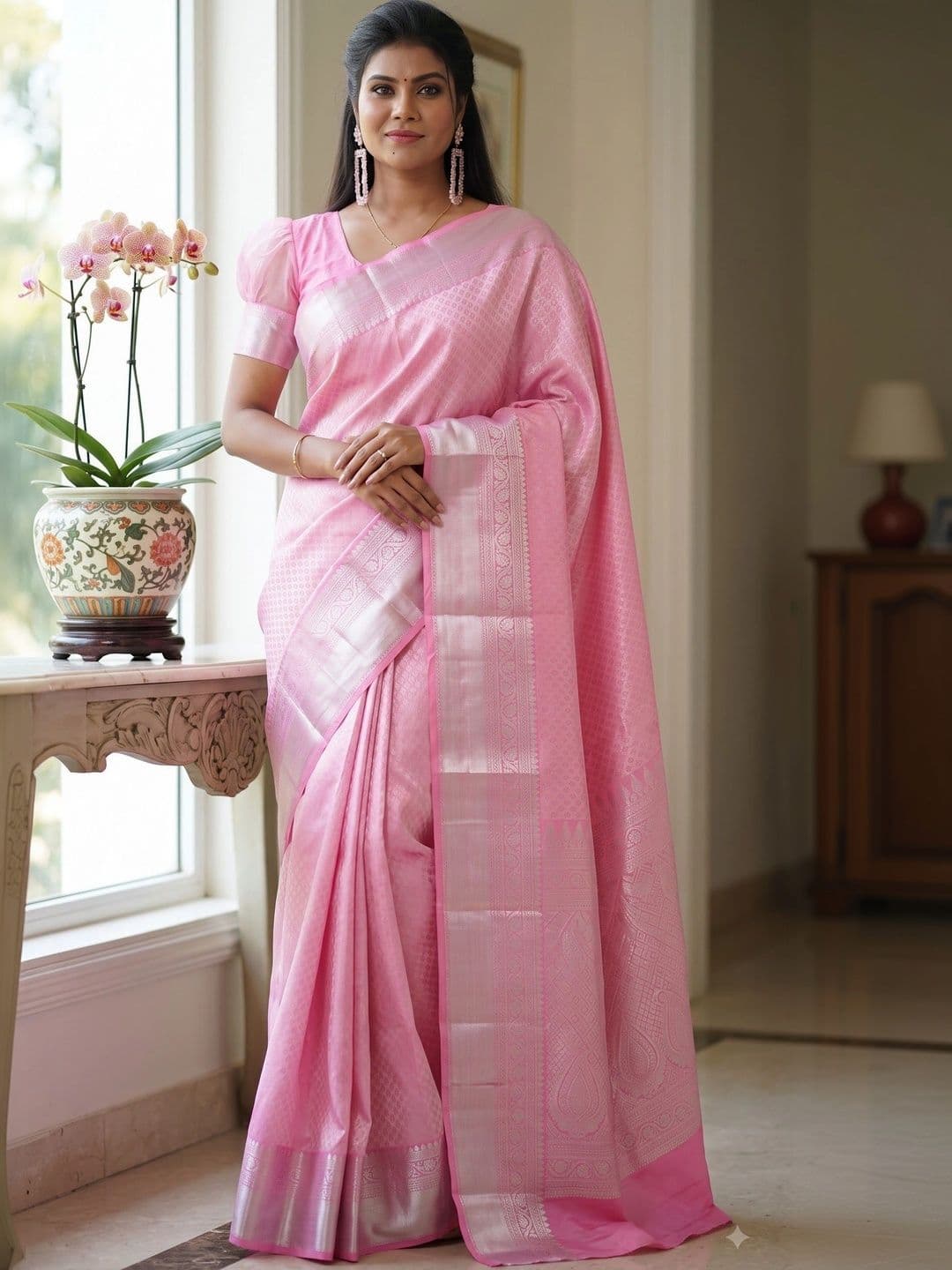DHARMA TEX Zari Art Silk Kanjeevaram Saree thumbnail 3