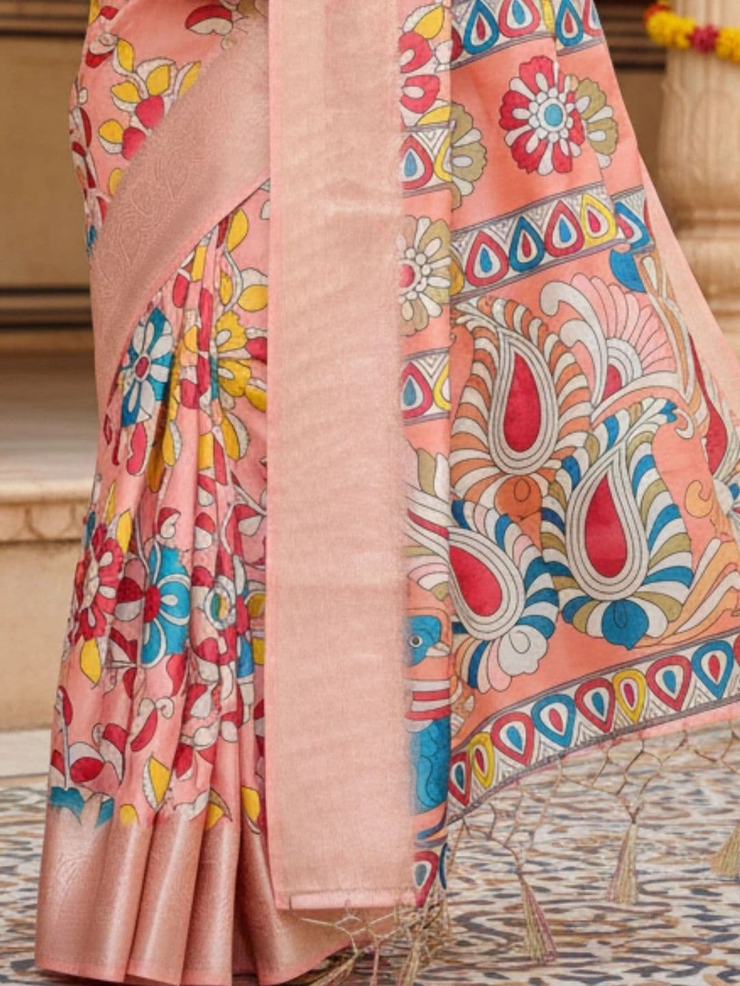 Mitera Kalamkari Silk Blend Designer Saree thumbnail 4