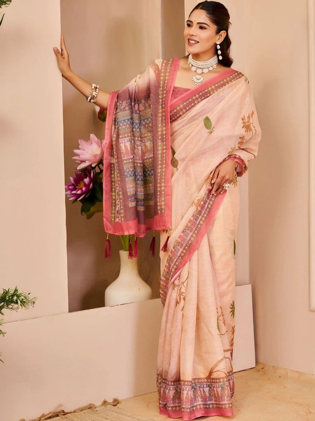 Mitera Floral Tissue Designer Saree thumbnail 5