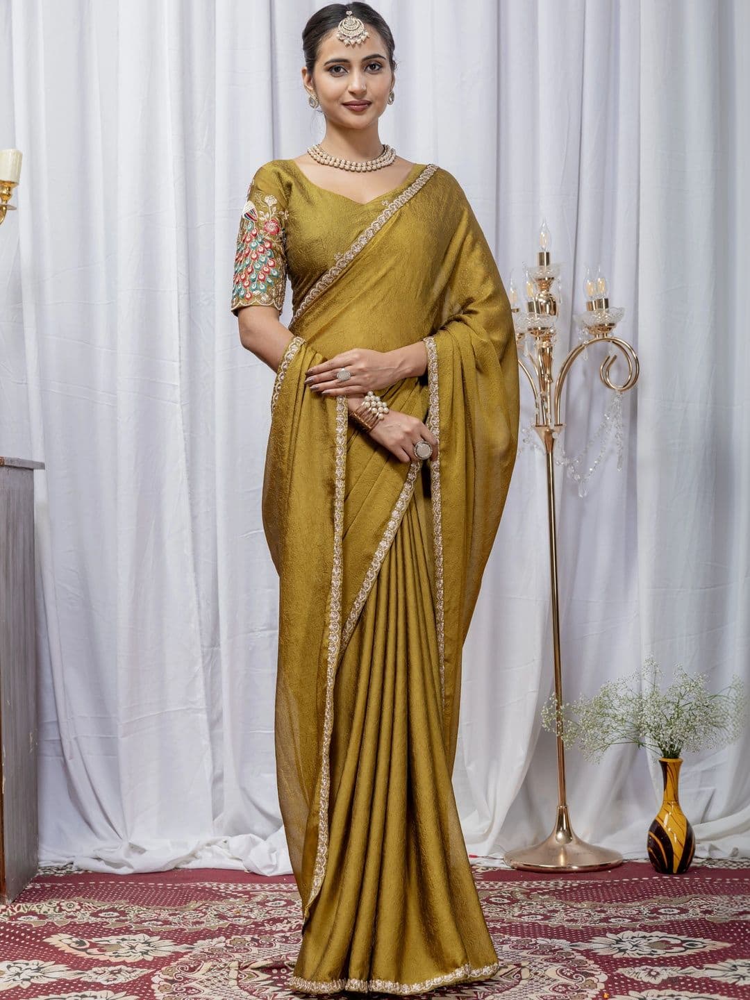 LabelVASTRA Embellished Embroidered Poly Georgette Saree - view 1
