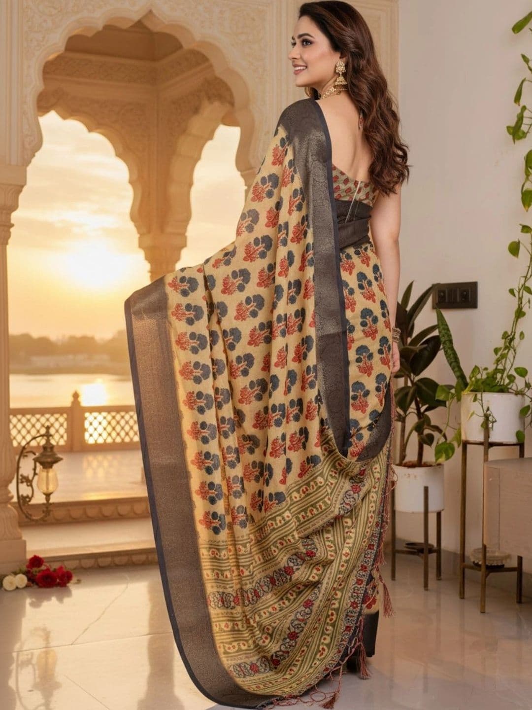 Mitera Floral Silk Blend Designer Saree thumbnail 2