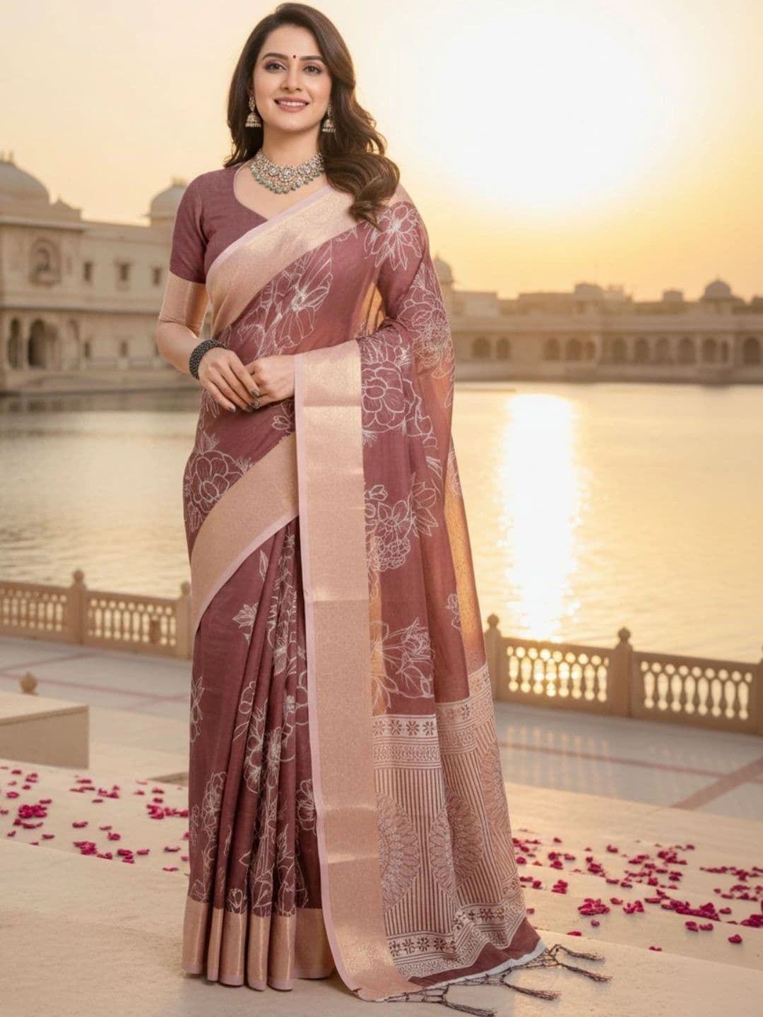 Mitera Floral Silk Blend Designer Saree - view 1