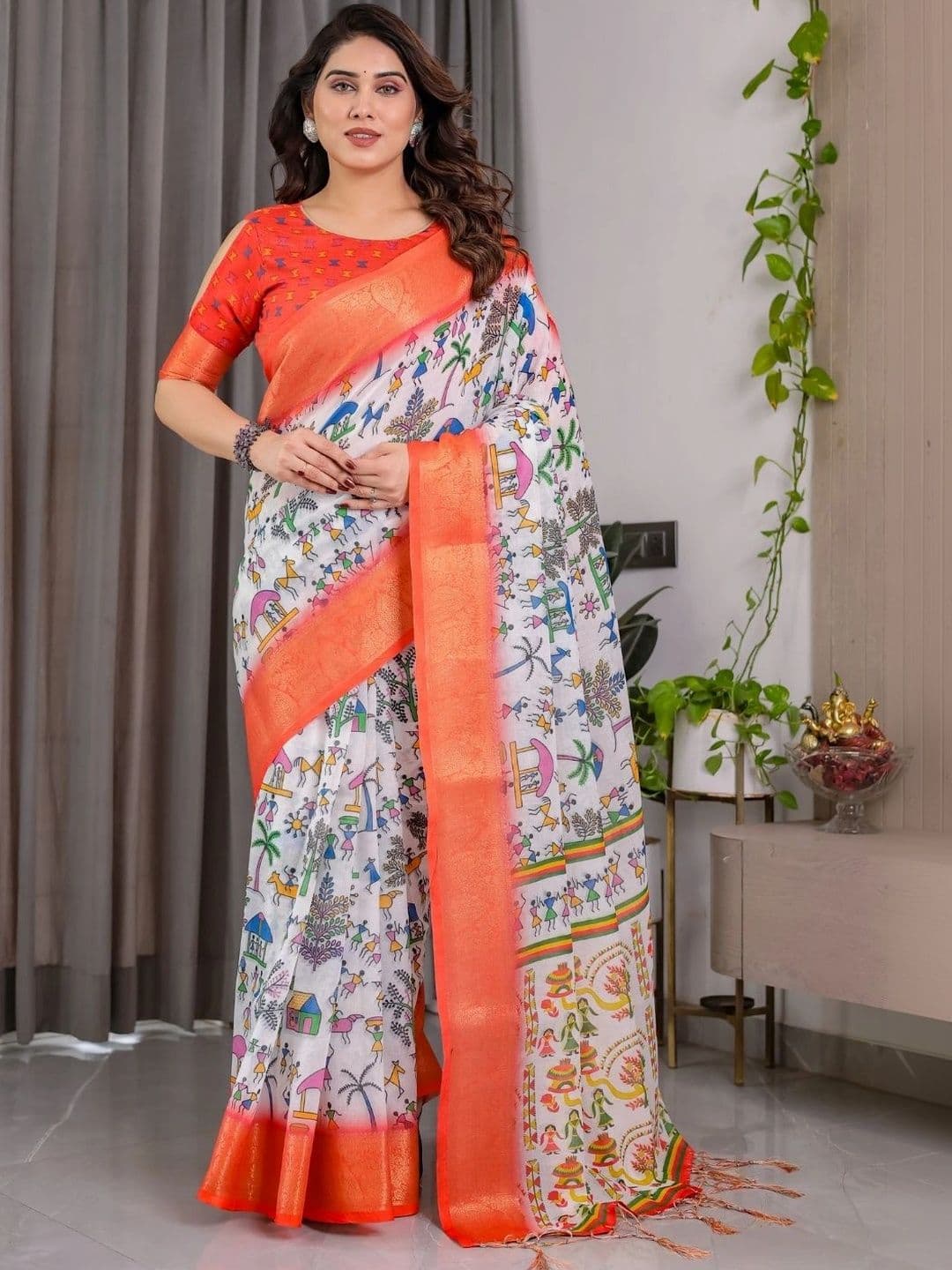 Mitera Warli Silk Blend Designer Saree - view 1