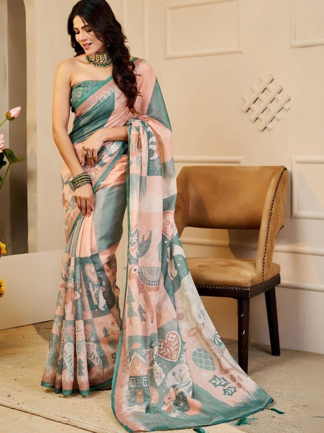 Mitera Tissue Designer Saree - view 1