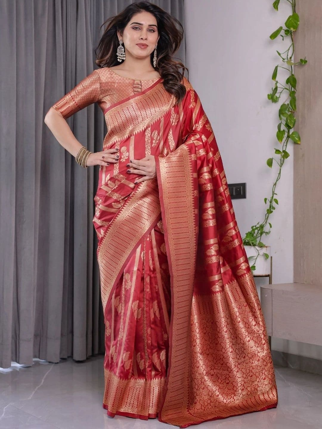 Mitera Woven Design Zari Silk Blend Designer Saree - view 1