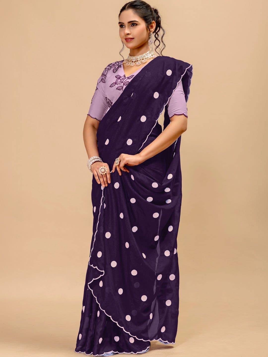 Saanvi Embellished Embroidered Poly Georgette Saree - view 1