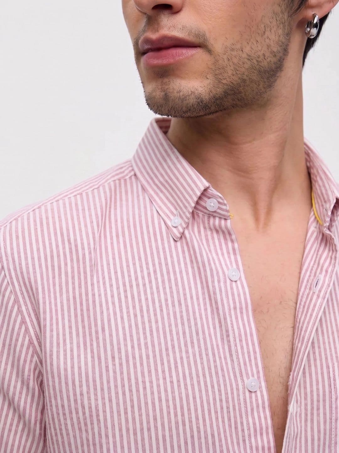 R.Code by The Roadster Life Co. Men Standard Striped Casual Shirt thumbnail 6