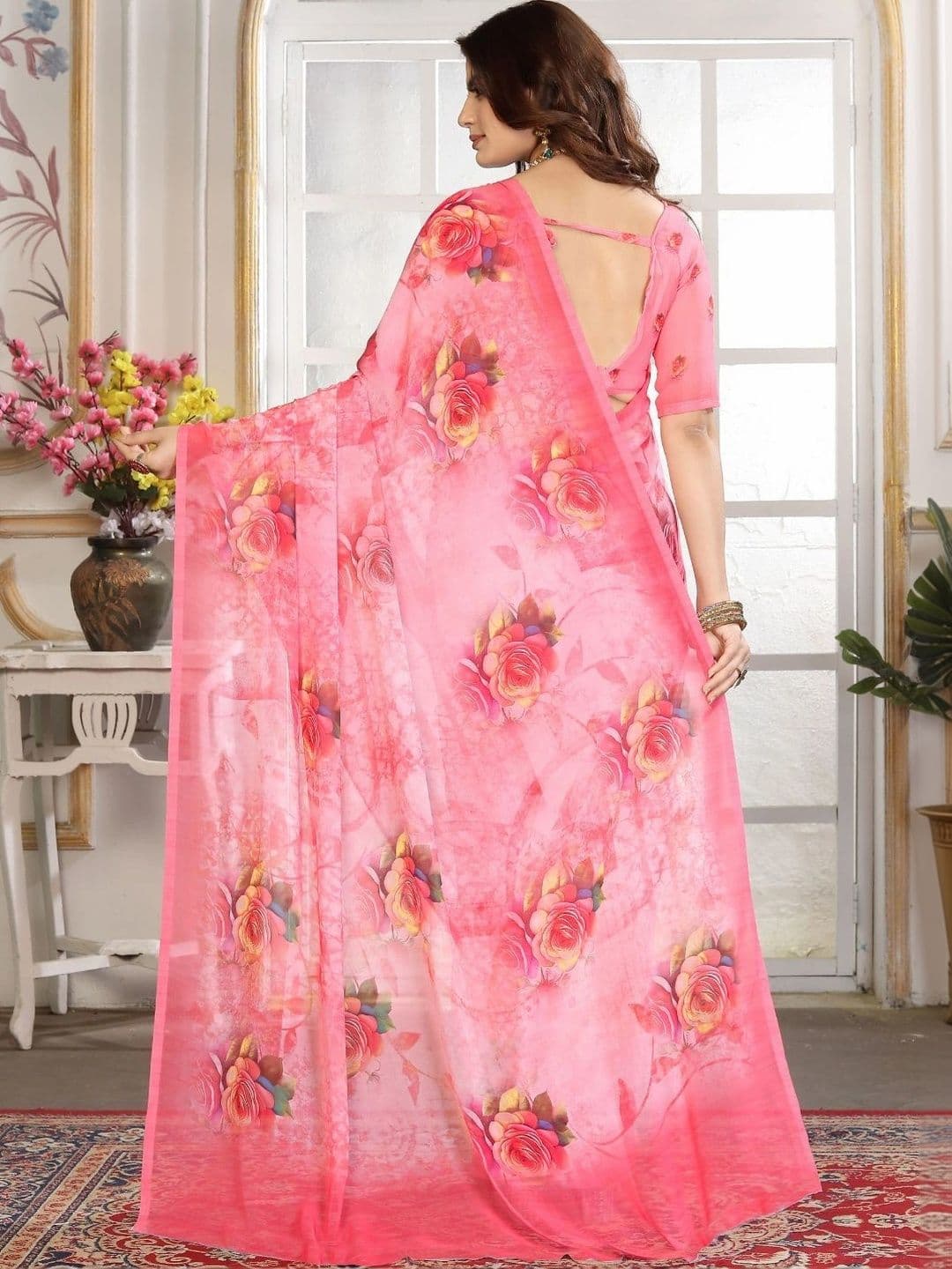 Mitera Floral Pure Georgette Designer Saree thumbnail 5