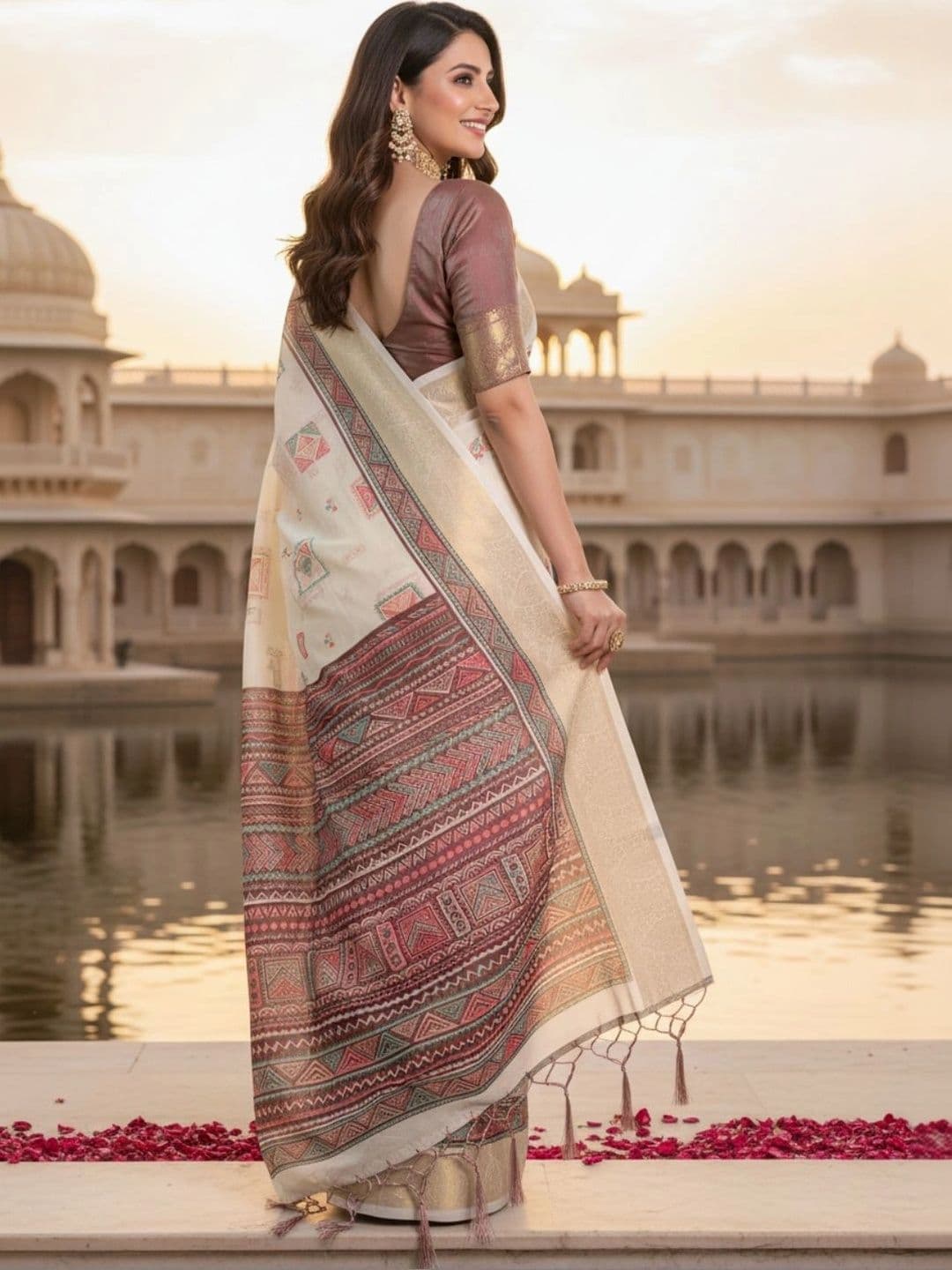 Mitera Woven Design Silk Blend Designer Saree thumbnail 3