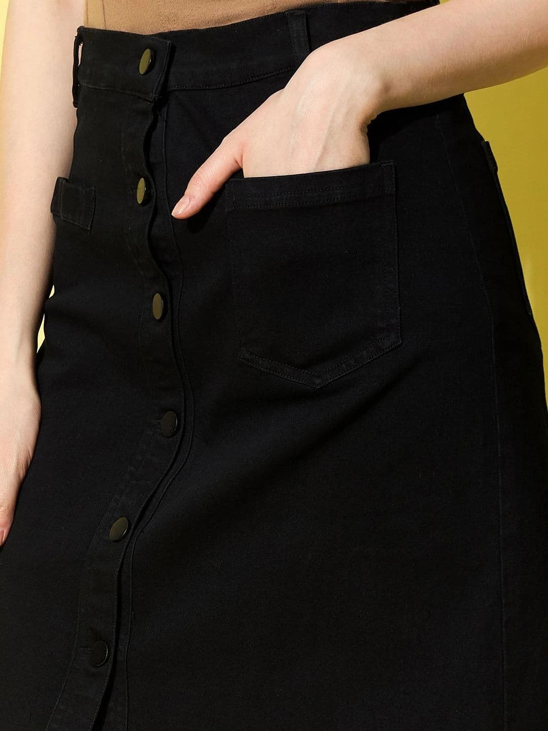 Chemistry Women Denim Frayed Denim Front Slit Midi A-Line Skirt thumbnail 5