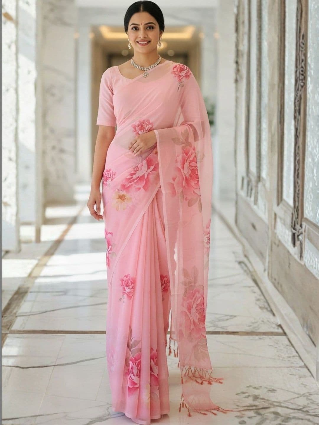 Mitera Floral Pure Georgette Designer Saree thumbnail 4