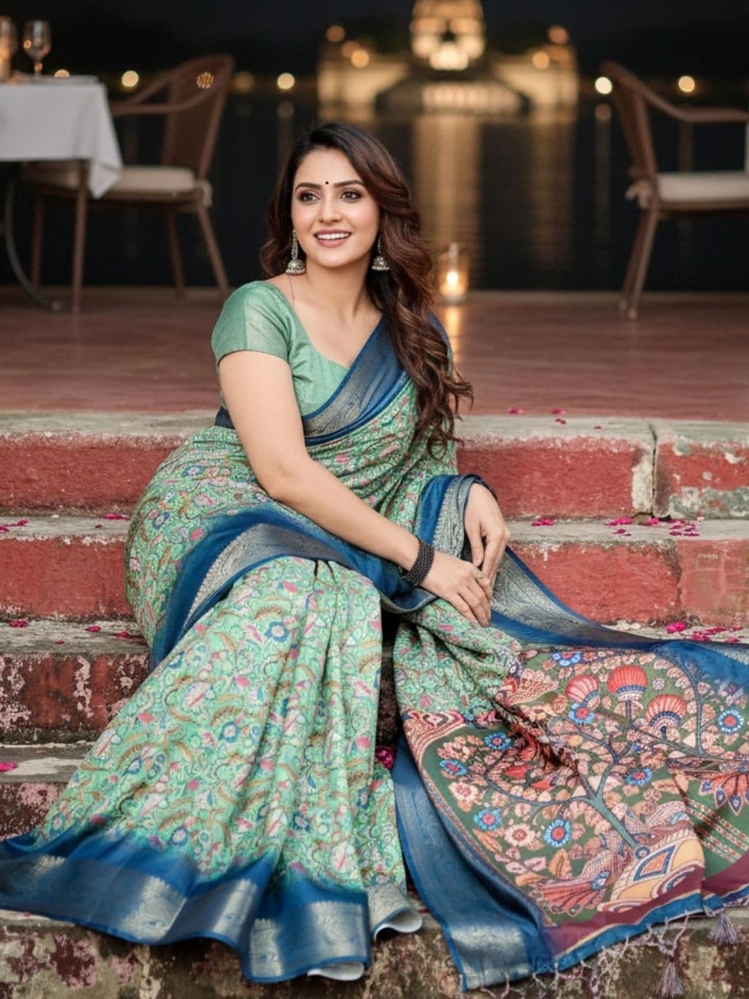 Mitera Floral Silk Blend Designer Saree thumbnail 3