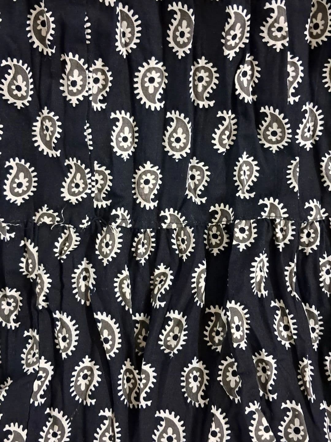 Pallakriti Fabrics Women Pure Cotton Blend Cotton Cambric Paisley Tiered Maxi Flared Skirt thumbnail 5