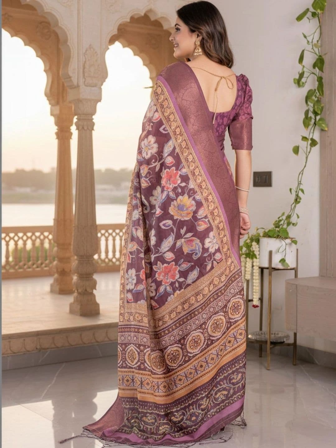 Mitera Floral Silk Blend Designer Saree thumbnail 2