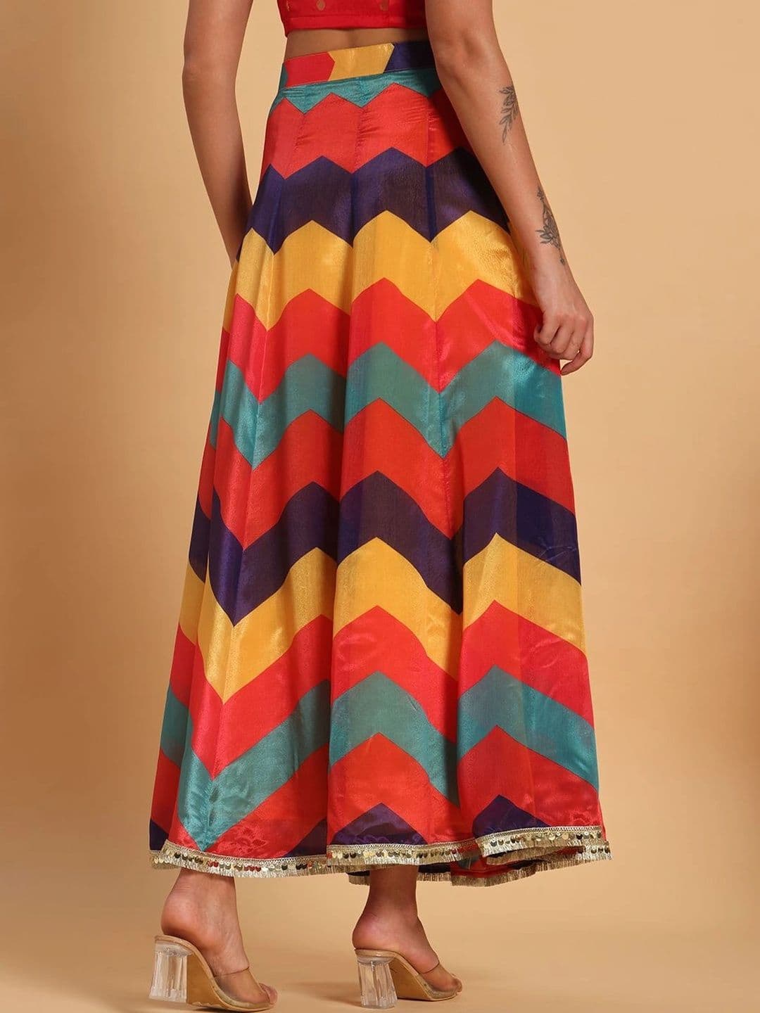 Frolic Rolic Women Colourblocked Sleek Utility Maxi Flared Skirt thumbnail 6