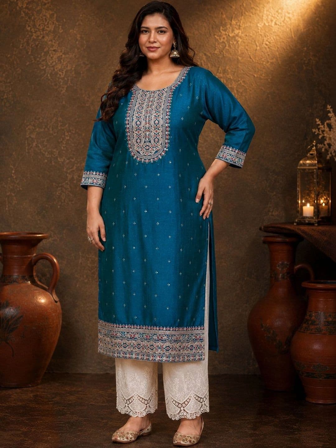 FULL BLOOM Women Embroidered Thread Work Kurta thumbnail 5