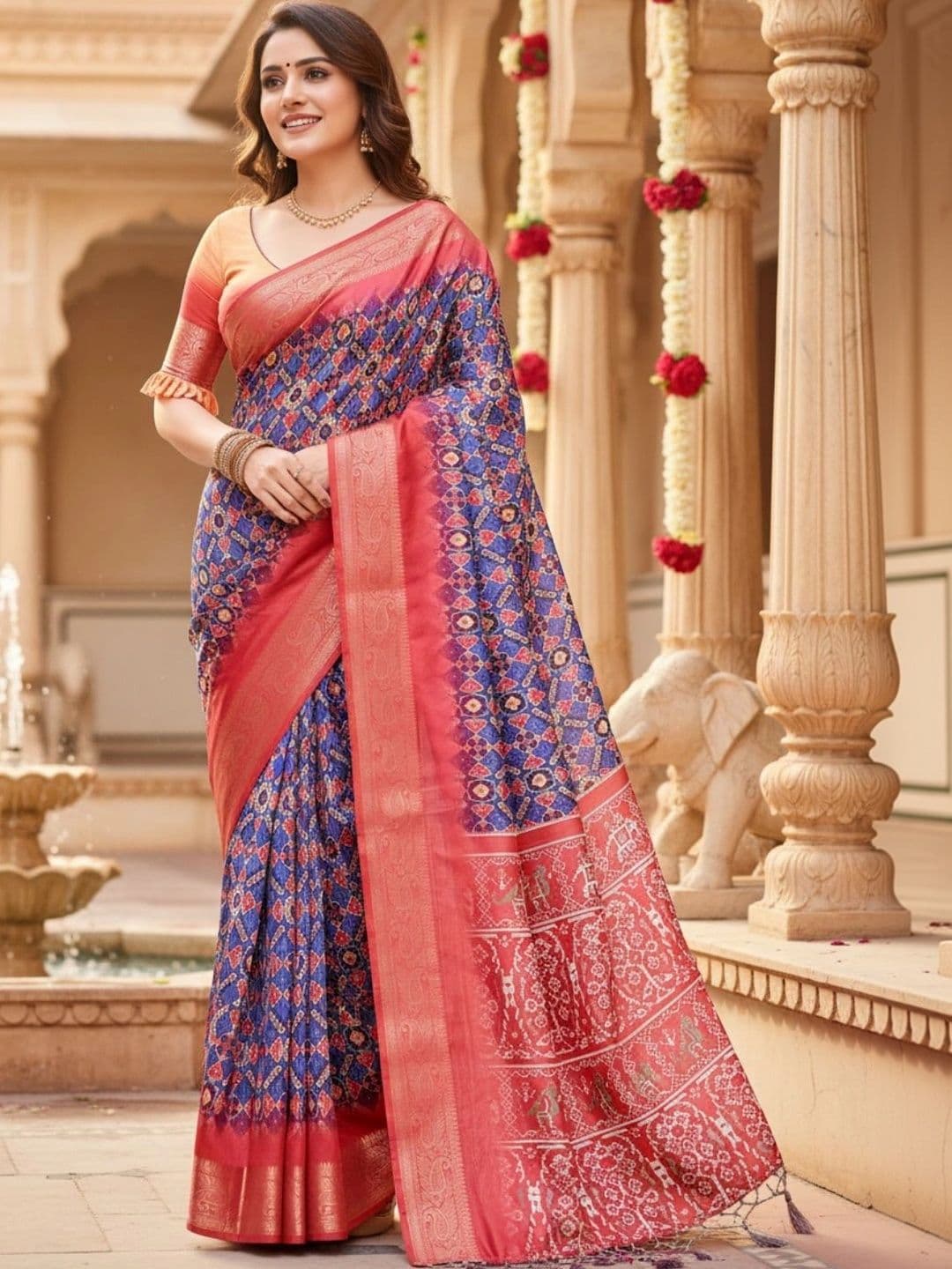 Mitera Floral Silk Blend Designer Saree - view 1