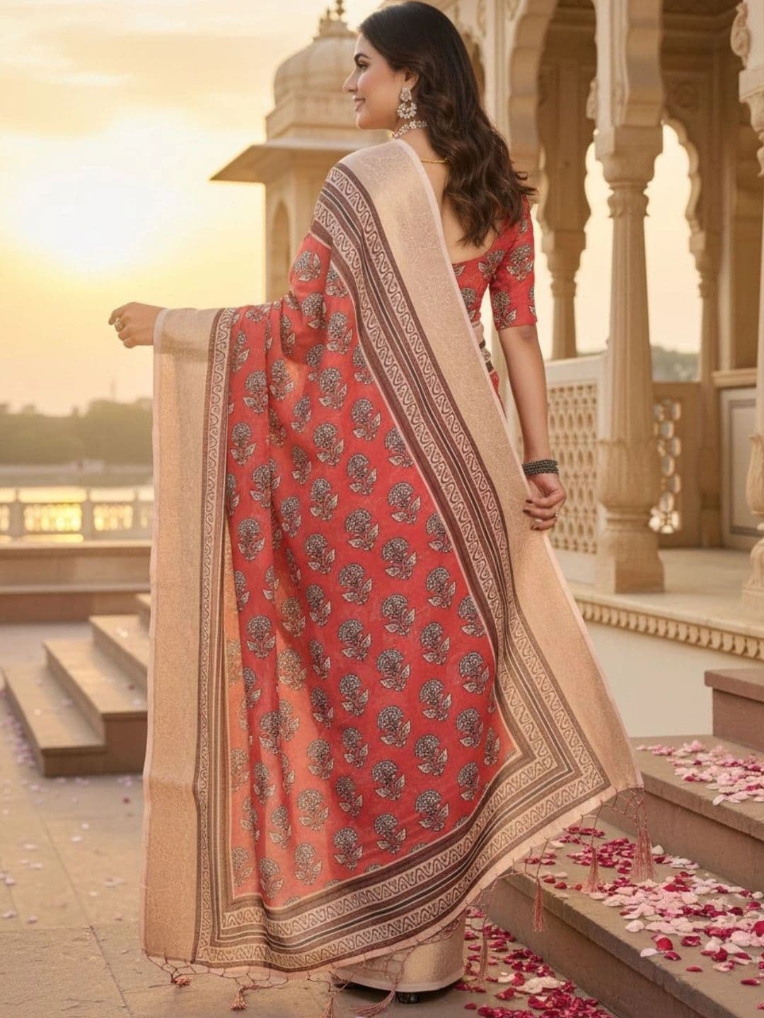 Mitera Floral Silk Blend Designer Saree thumbnail 4