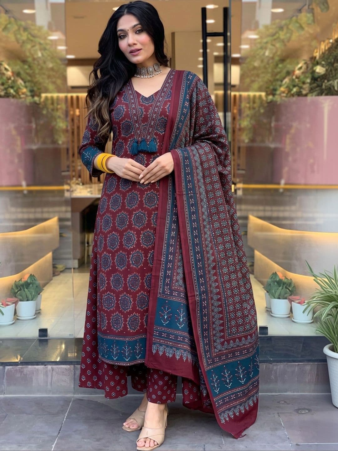 Anouk Women Ethnic Motifs Printed Regular Kurta with Trousers & With Dupatta - view 1