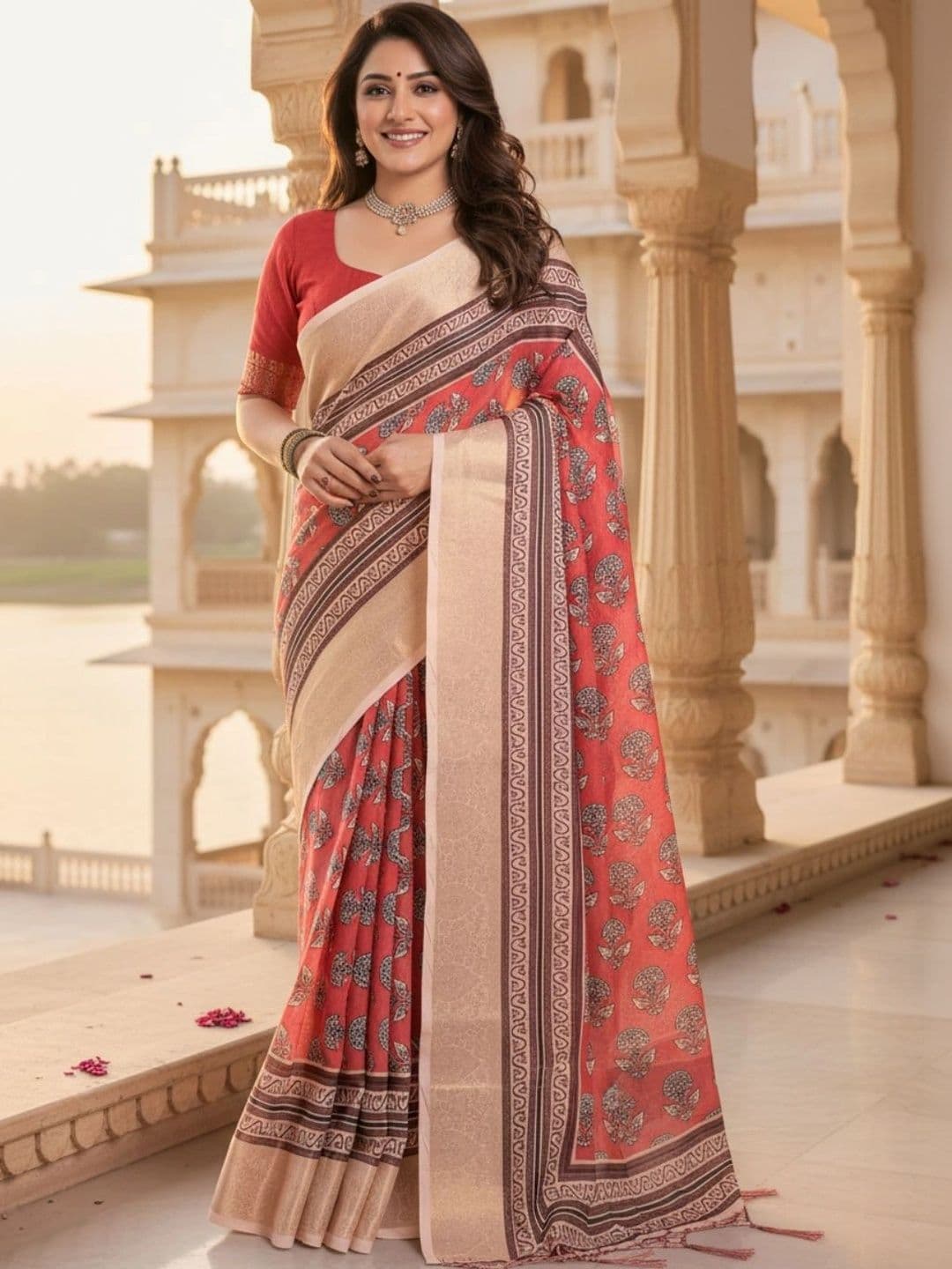 Mitera Floral Silk Blend Designer Saree - view 1