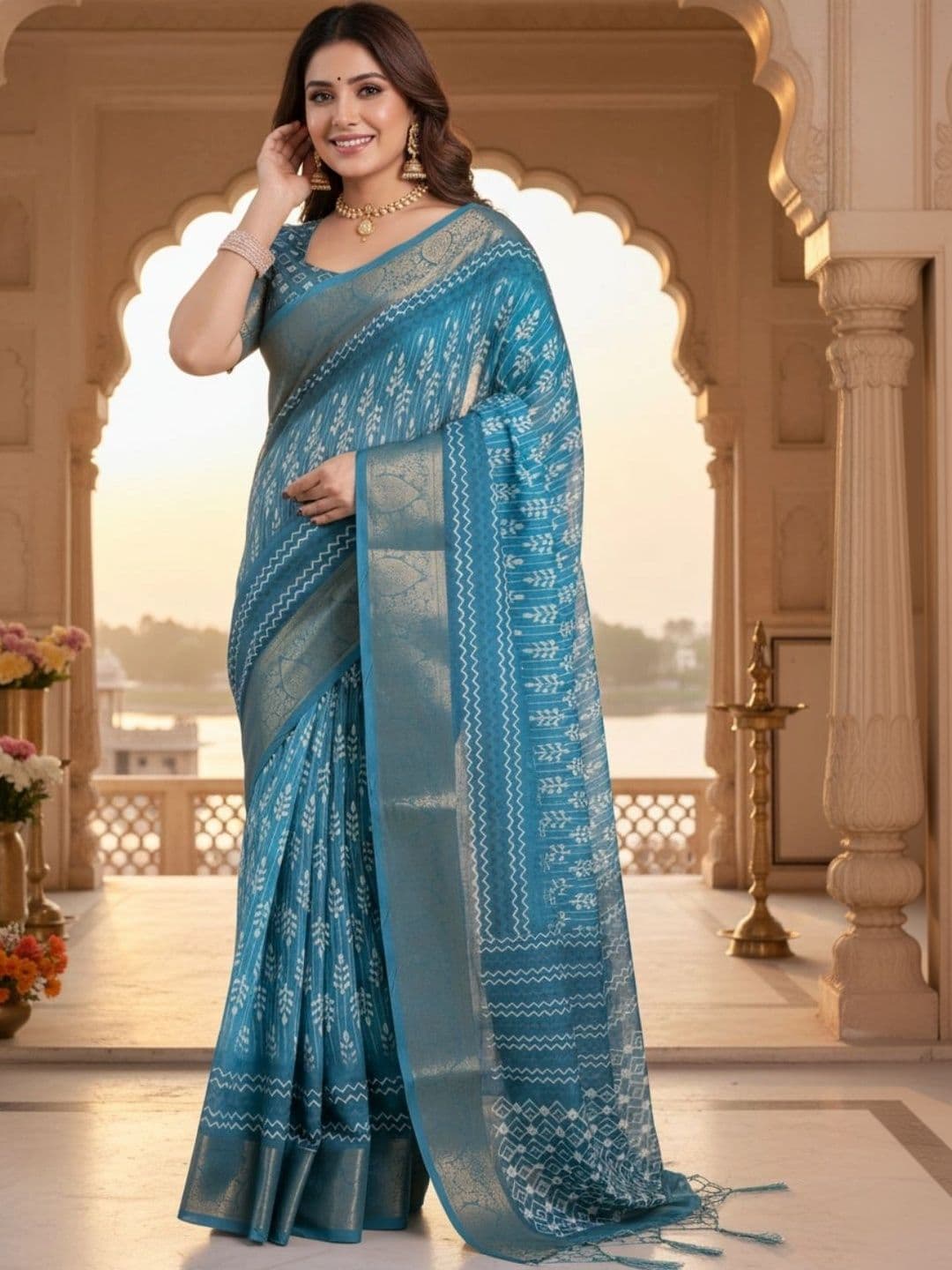 Mitera Silk Blend Designer Saree thumbnail 3