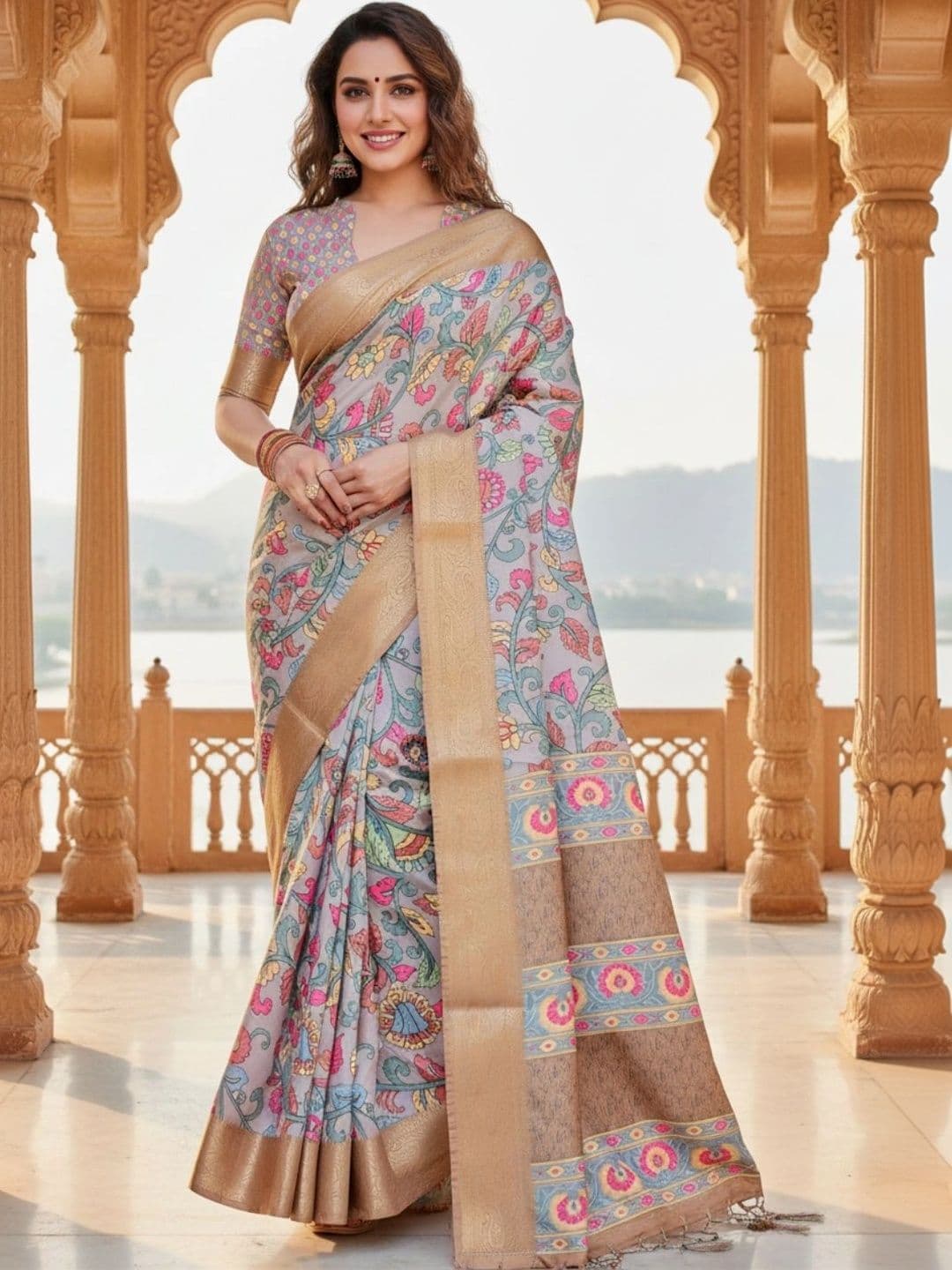 Mitera Floral Silk Blend Designer Saree - view 1