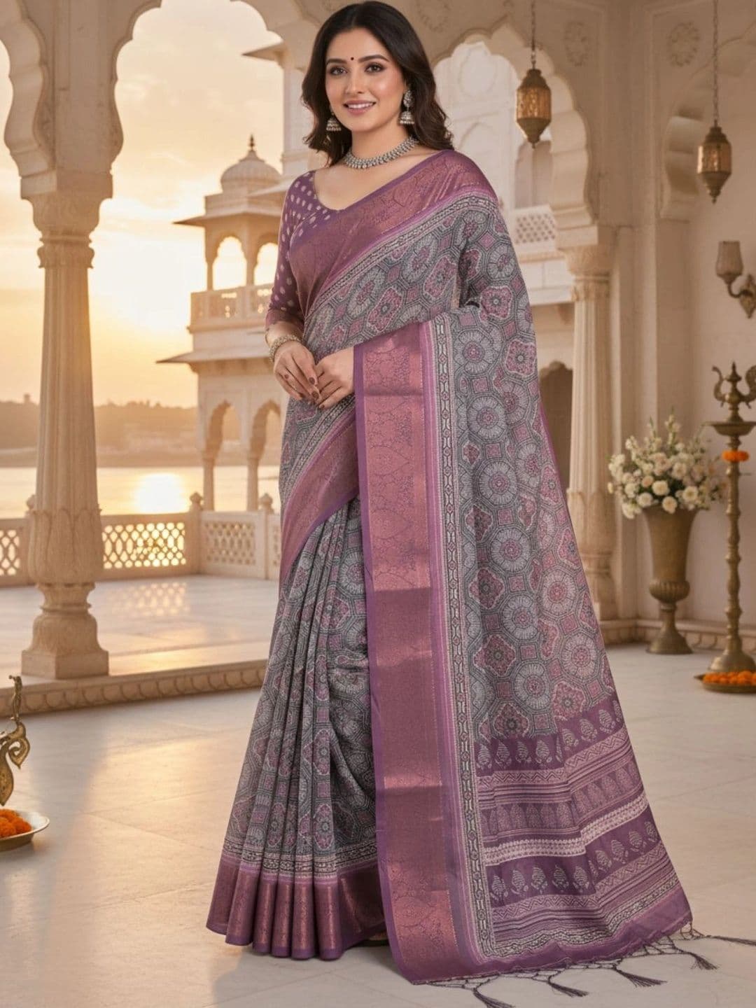 Mitera Zari Silk Blend Designer Saree thumbnail 4