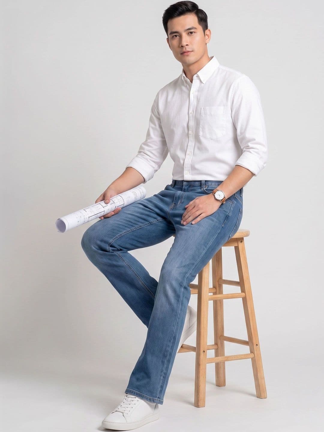 BELANO Men Comfort Bootcut Mid-Rise Light Fade Stretchable Jeans thumbnail 6