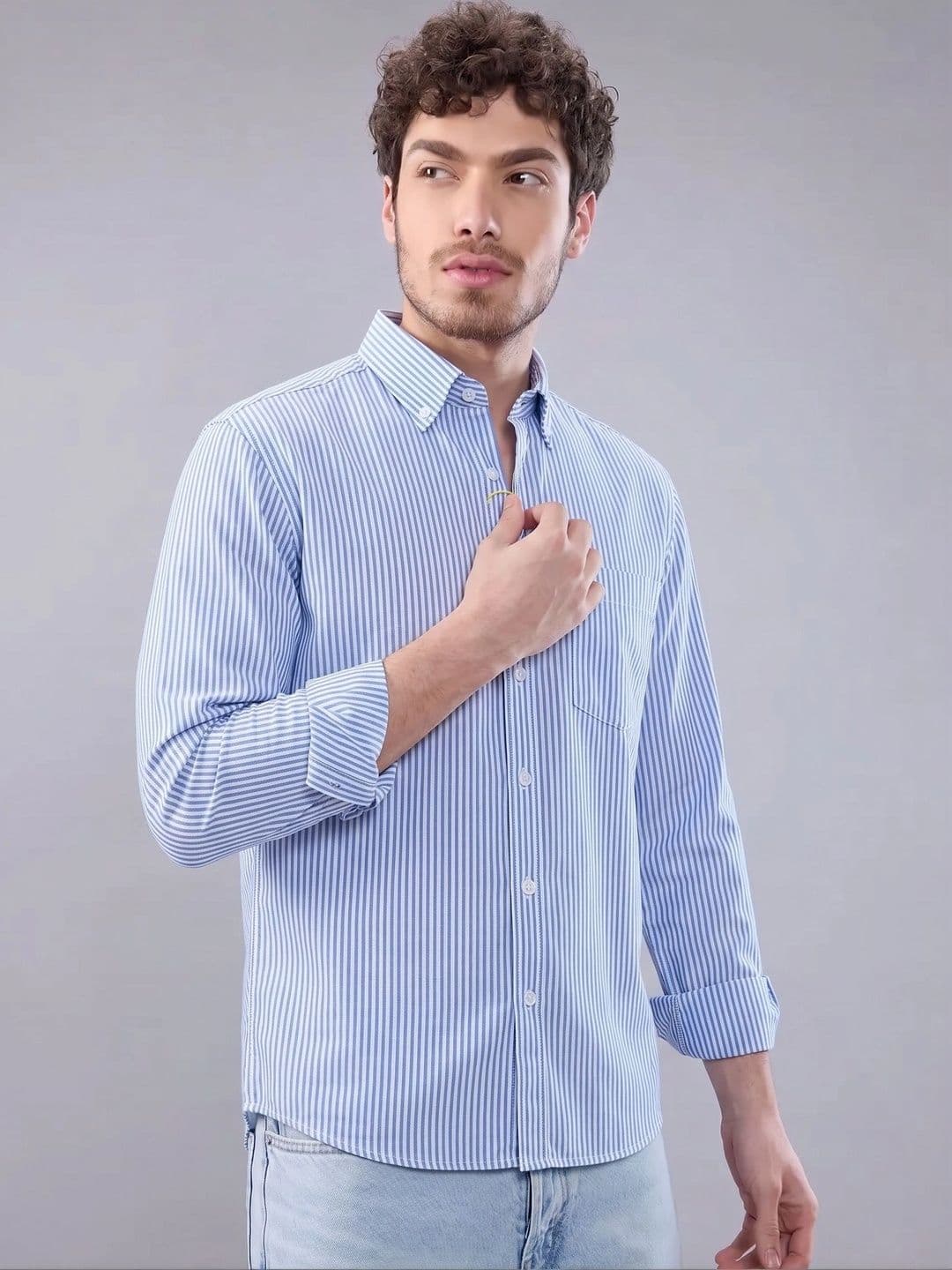 R.Code by The Roadster Life Co. Men Standard Striped Casual Shirt thumbnail 7