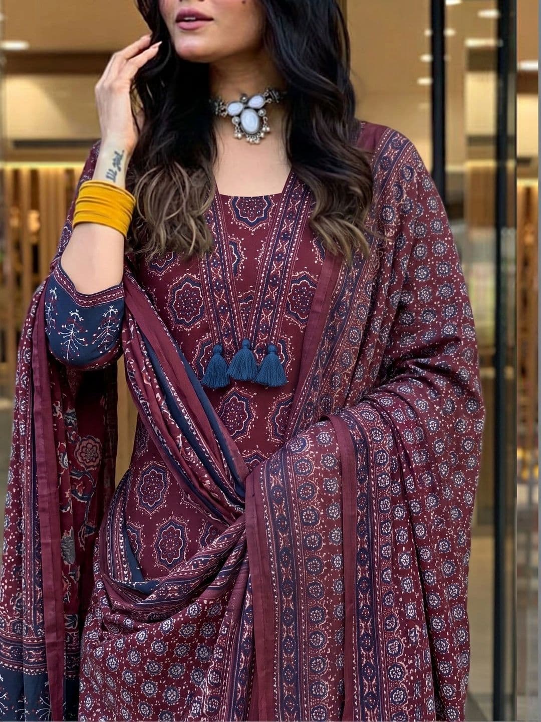 Anouk Women Ethnic Motifs Printed Regular Kurta with Trousers & With Dupatta thumbnail 6
