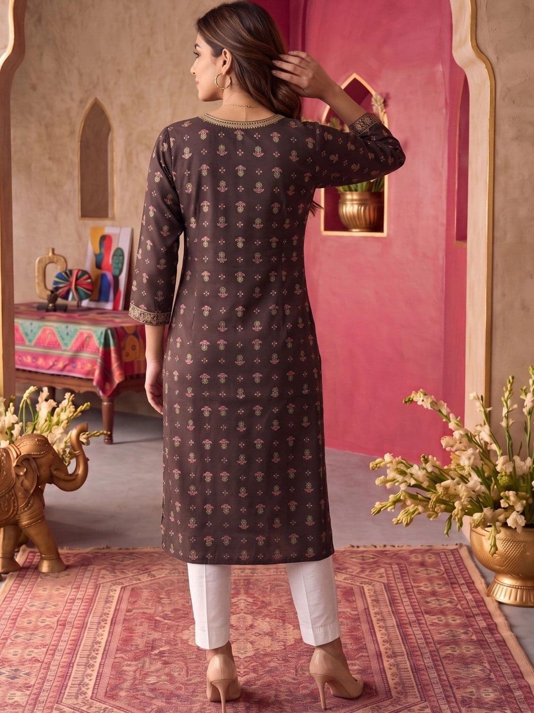Rangita Women Ethnic Motifs Printed Gotta Patti Kurta thumbnail 5