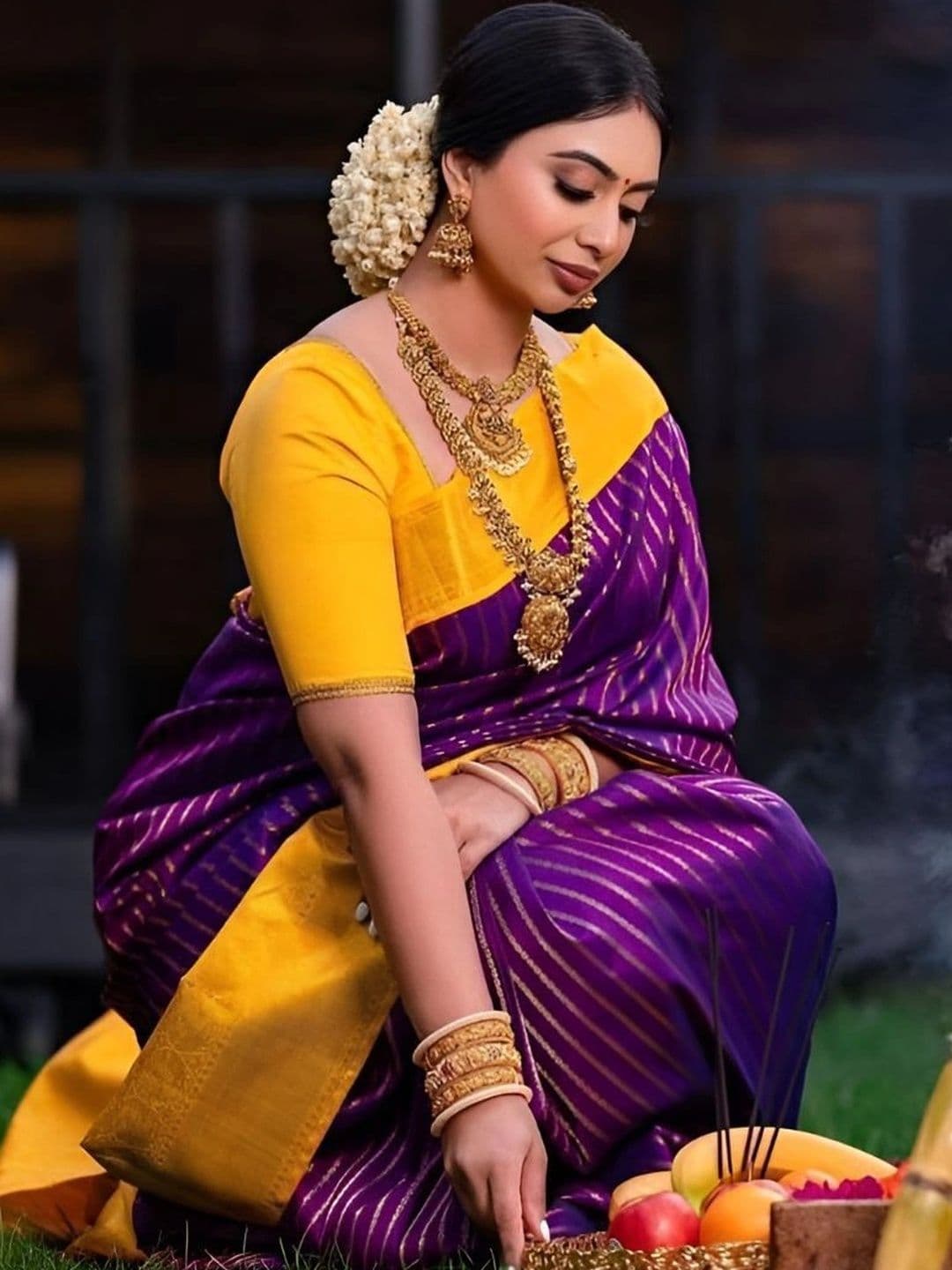MRSWEARS Striped Zari Silk Blend Saree thumbnail 5