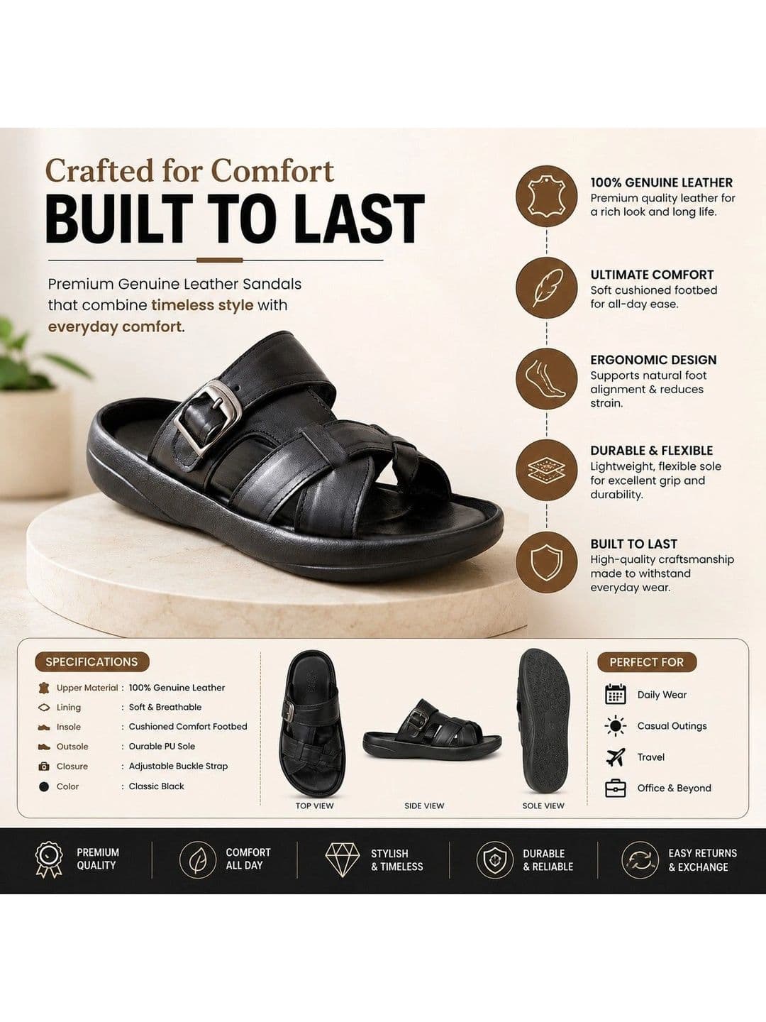 REAL BLISS Men Comfort Sandals thumbnail 4