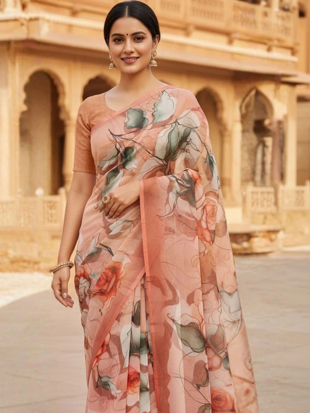 Mitera Floral Pure Georgette Designer Saree thumbnail 4