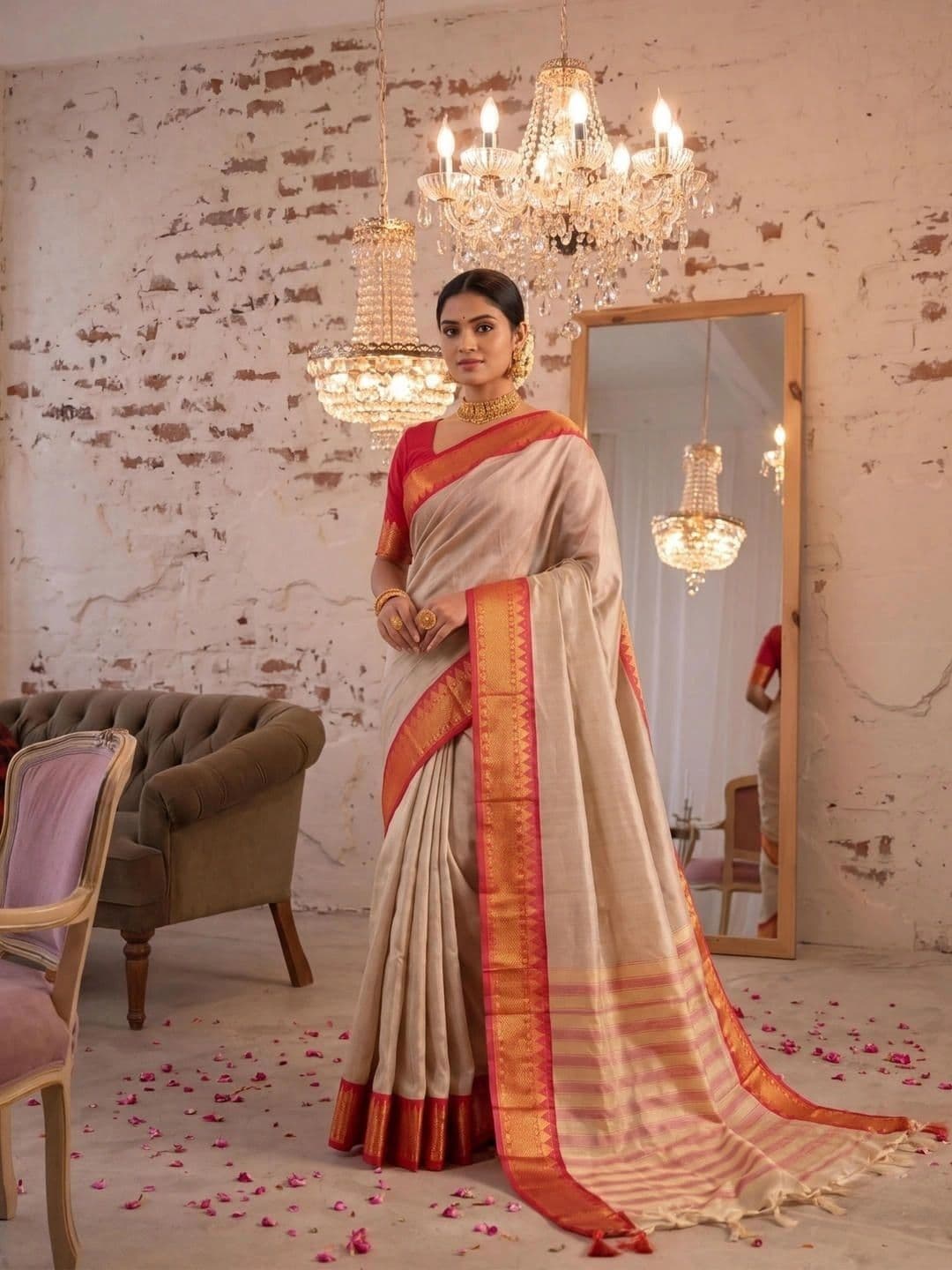 SAMANTHA Woven Design Zari Silk Blend Banarasi Saree thumbnail 6
