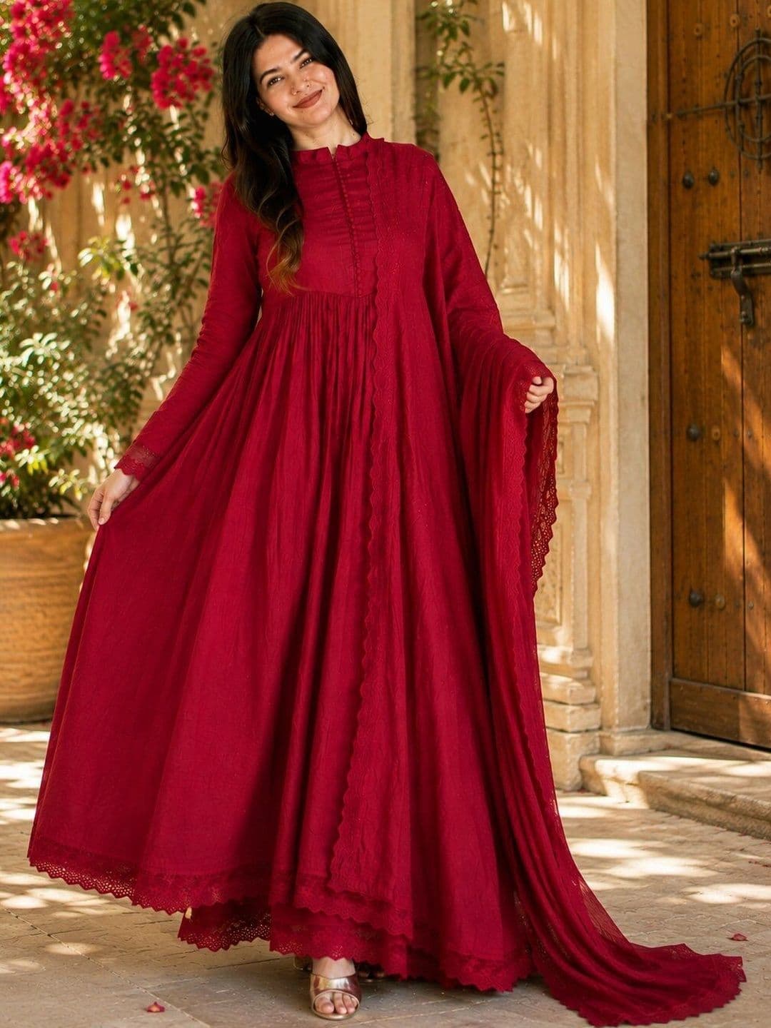 KALINI Women Empire Kurta with Palazzos & With Dupatta thumbnail 2