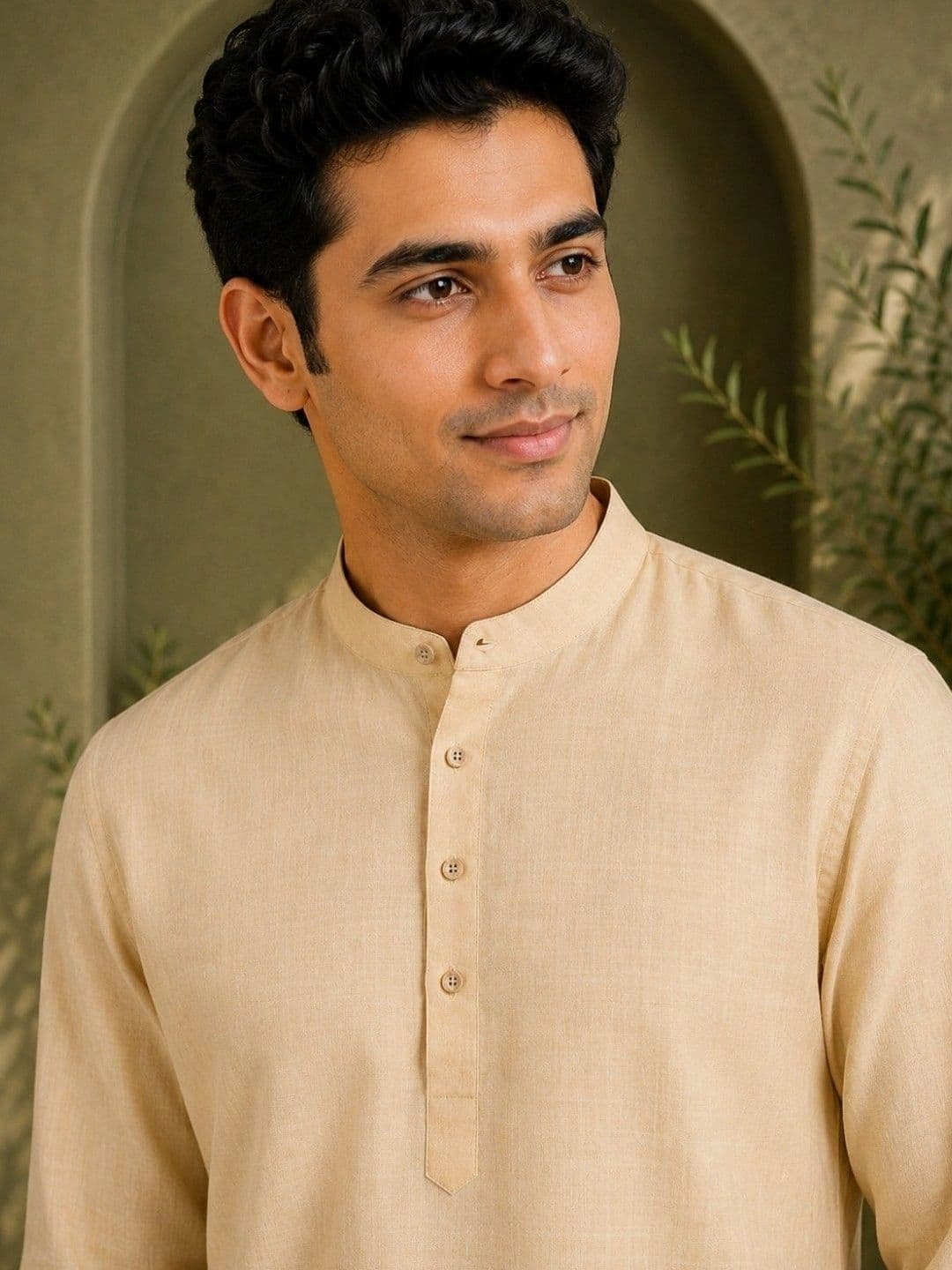 TATTVA Men Mandarin Collar Straight Thread Work Kurta thumbnail 4