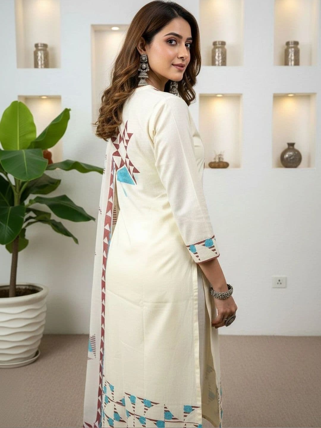 Anouk Women Printed Regular Pure Cotton Kurta with Trousers & With Dupatta thumbnail 6