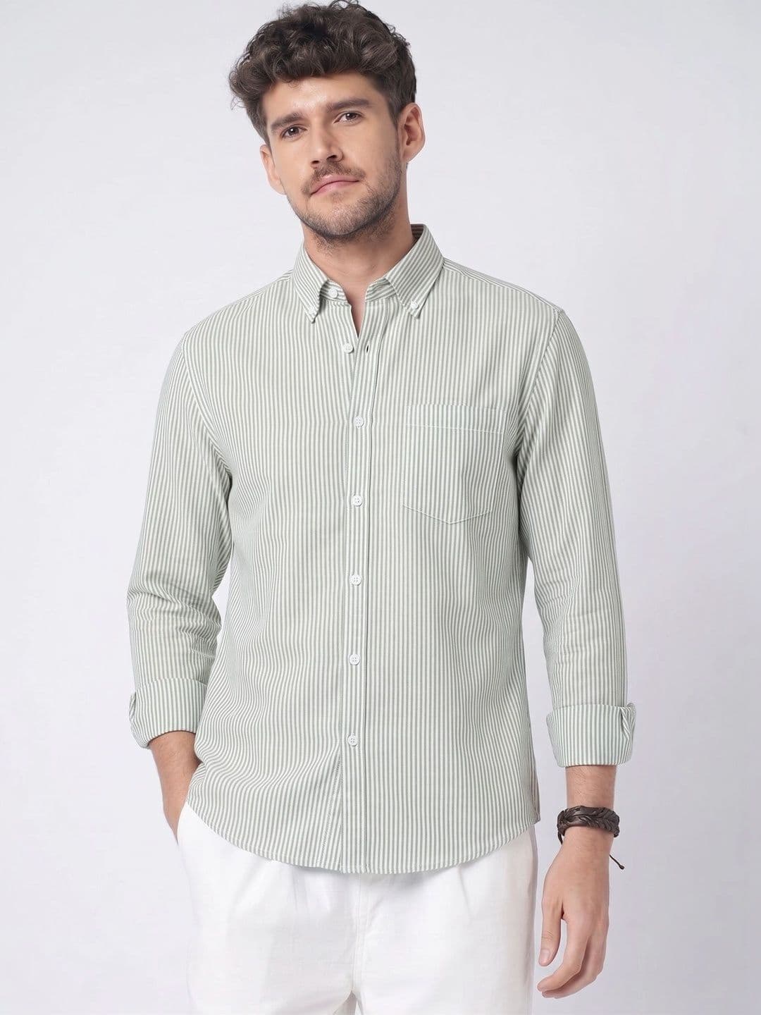 R.Code by The Roadster Life Co. Men Standard Striped Casual Shirt - view 1