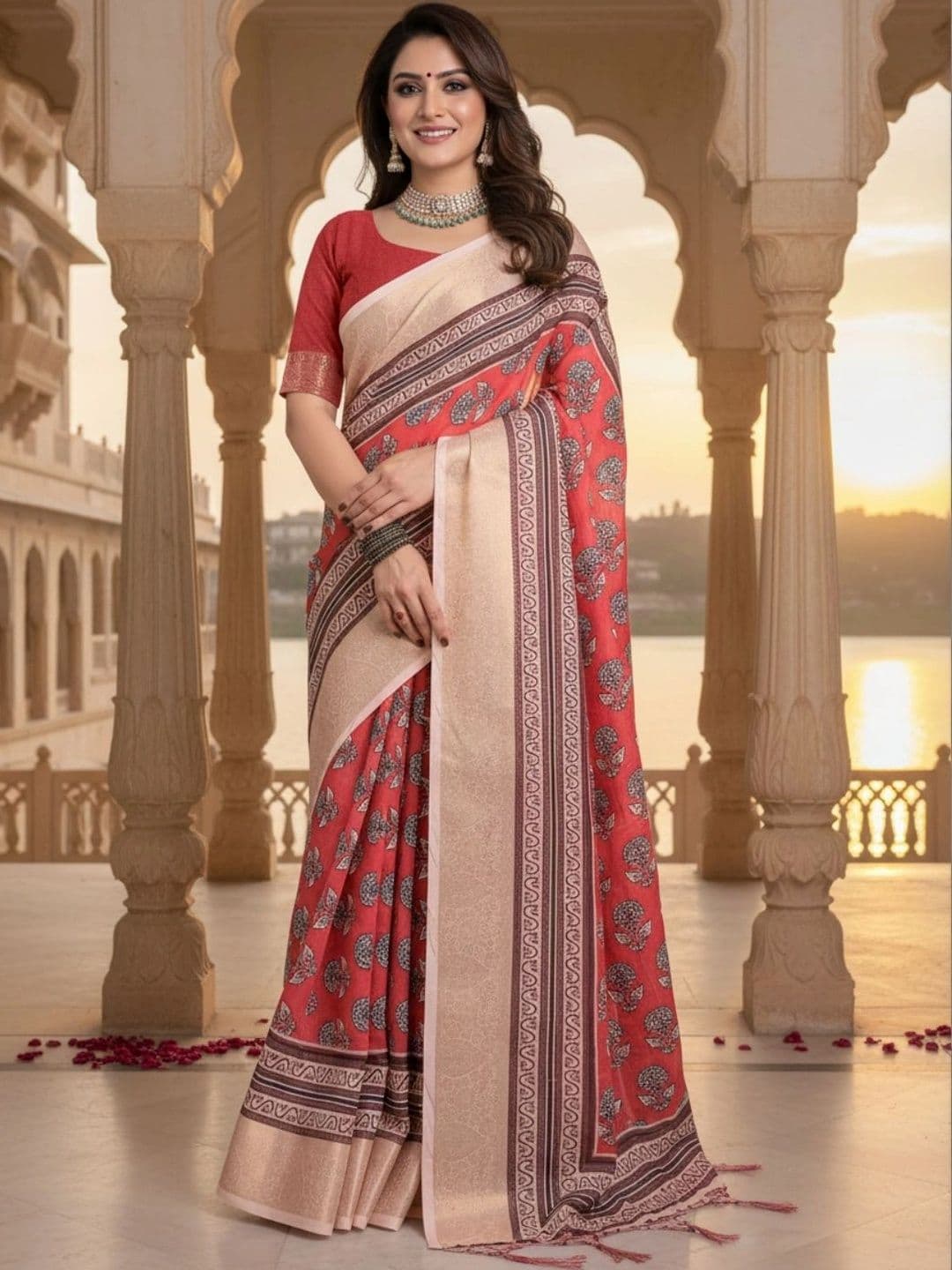 Mitera Floral Silk Blend Designer Saree thumbnail 2