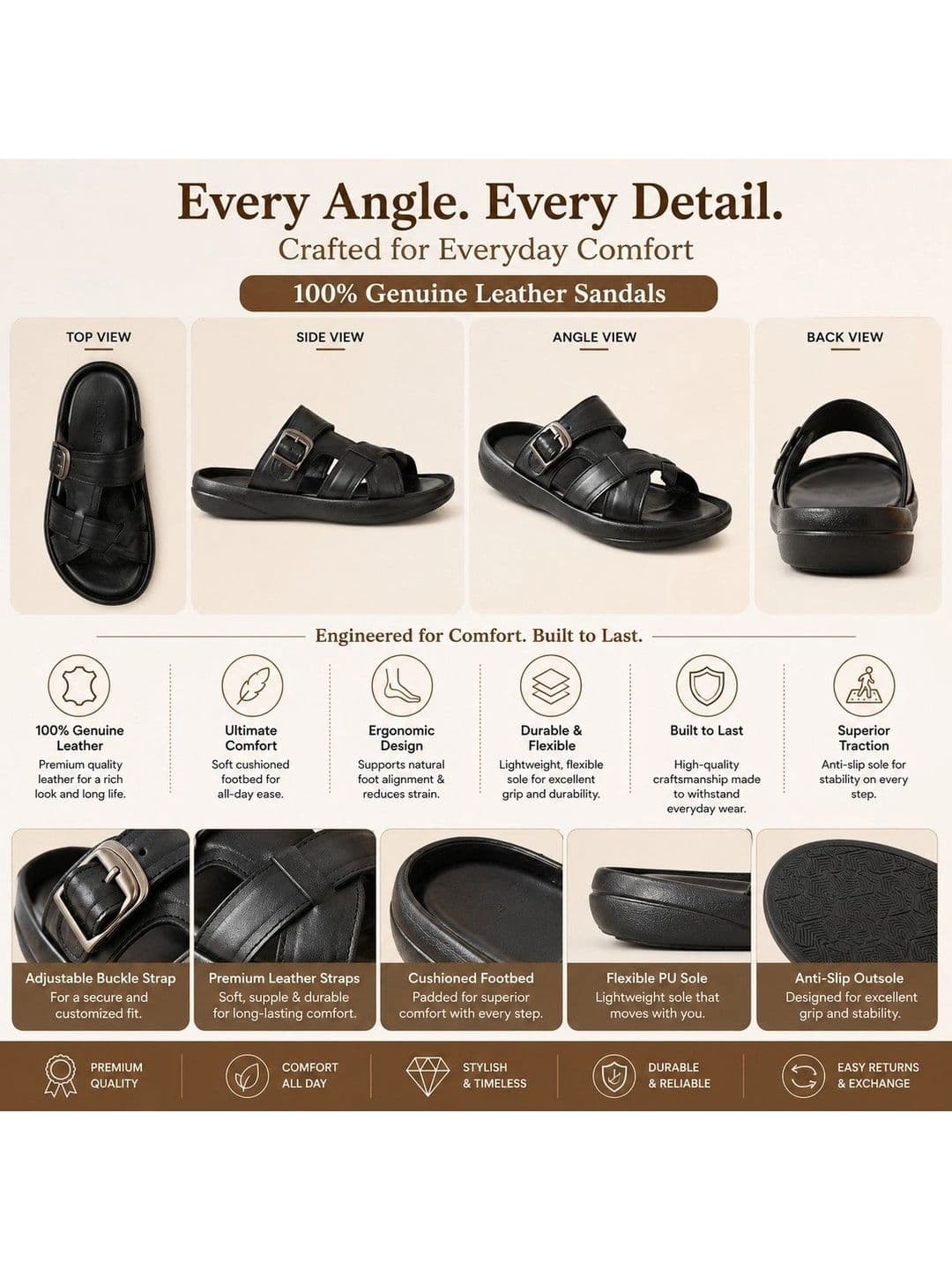 REAL BLISS Men Comfort Sandals thumbnail 4