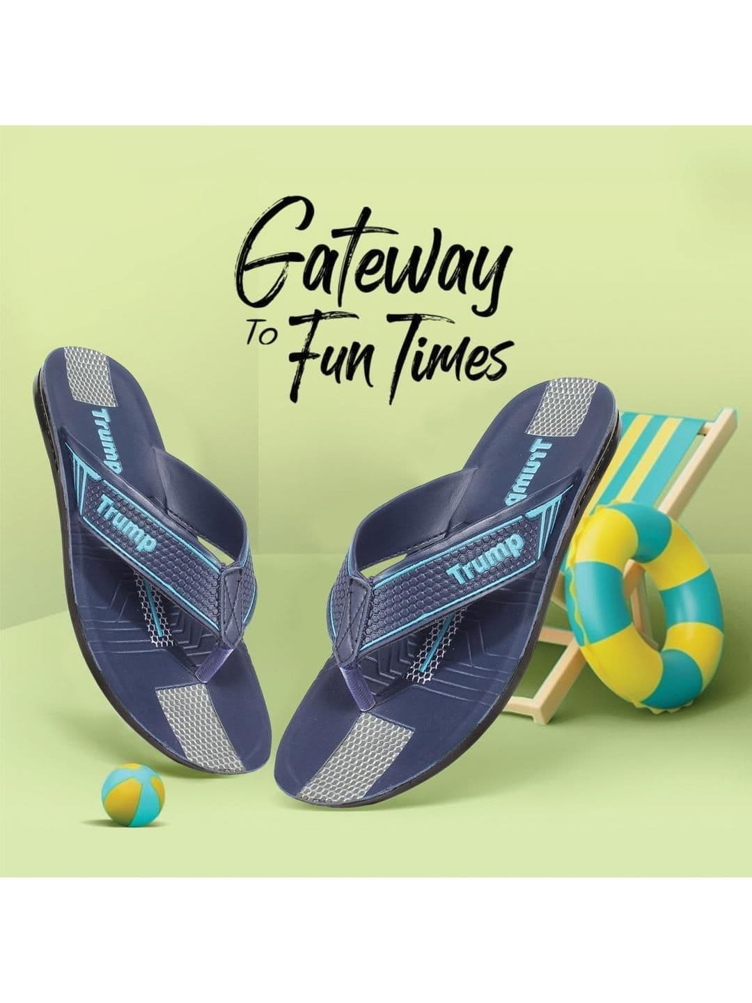 Trump Blue PU Flip Flops thumbnail 5