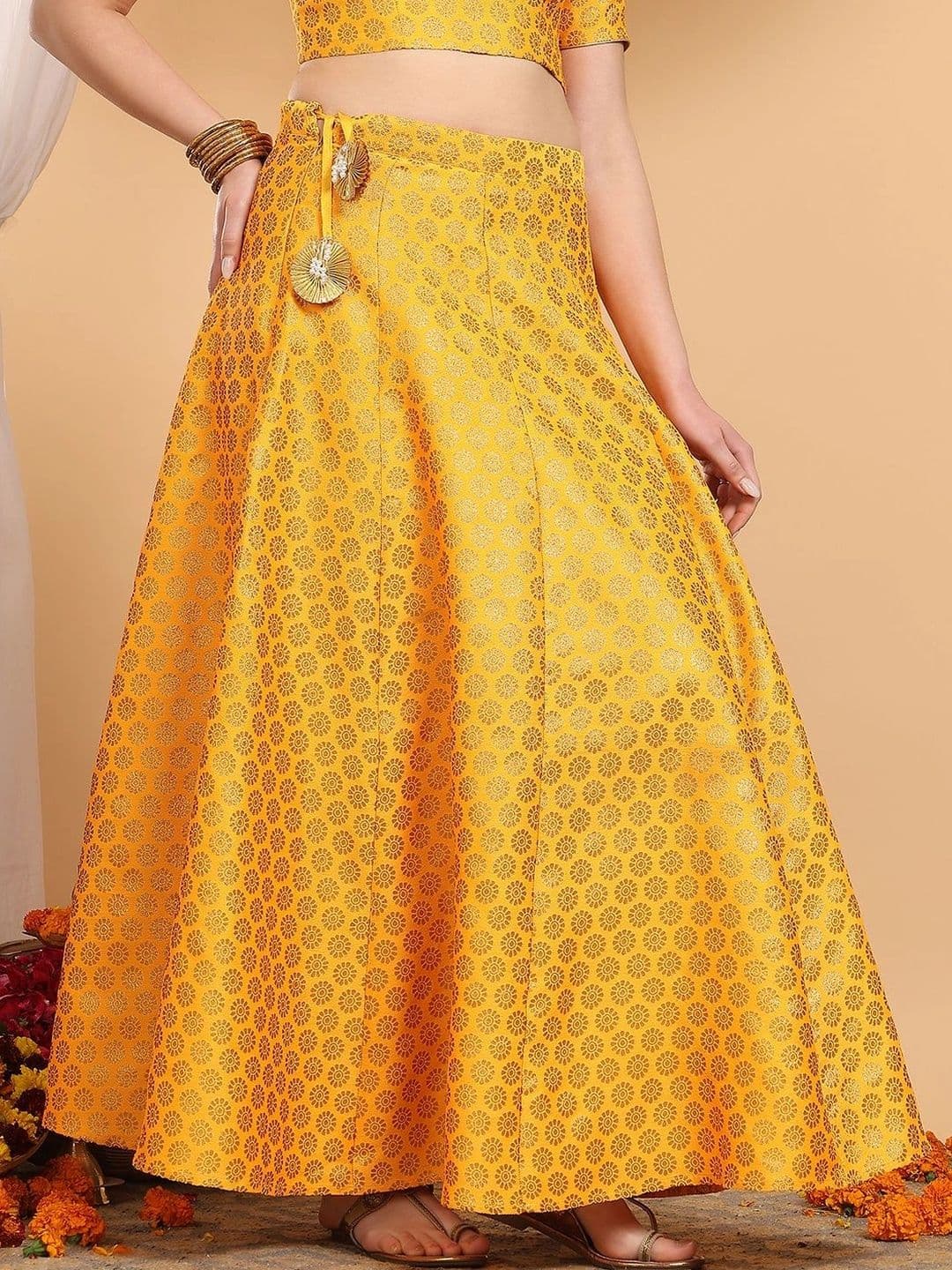 Frolic Rolic Women Self Design Maxi Flared Skirt thumbnail 2