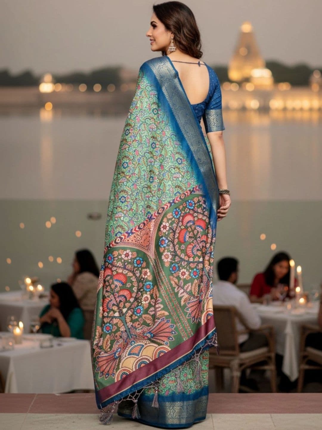 Mitera Floral Silk Blend Designer Saree thumbnail 4