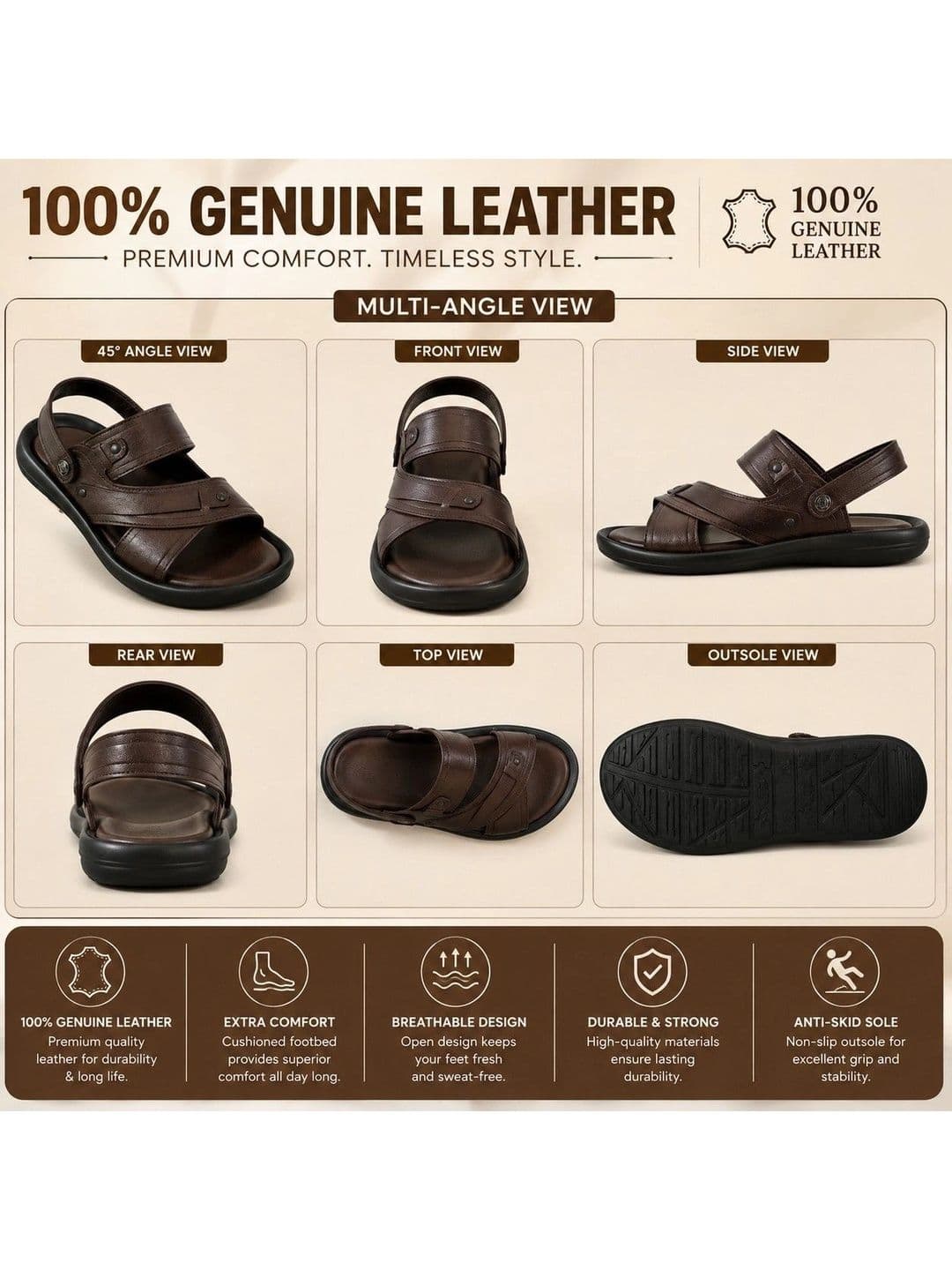 REAL BLISS Men Comfort Sandals thumbnail 5