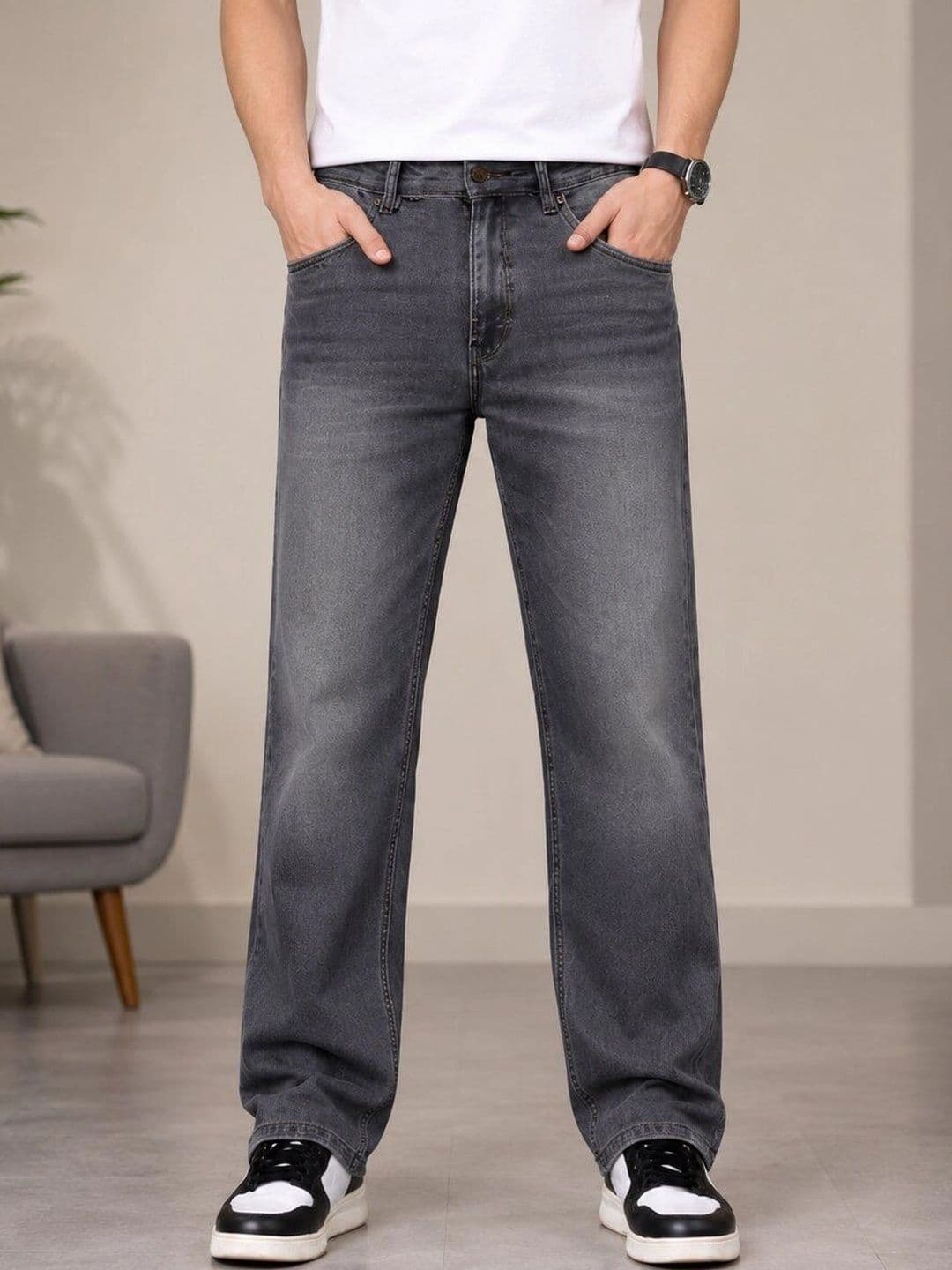 HIGH DENIM Men Straight Fit Mid-Rise Stretchable Jeans - view 1