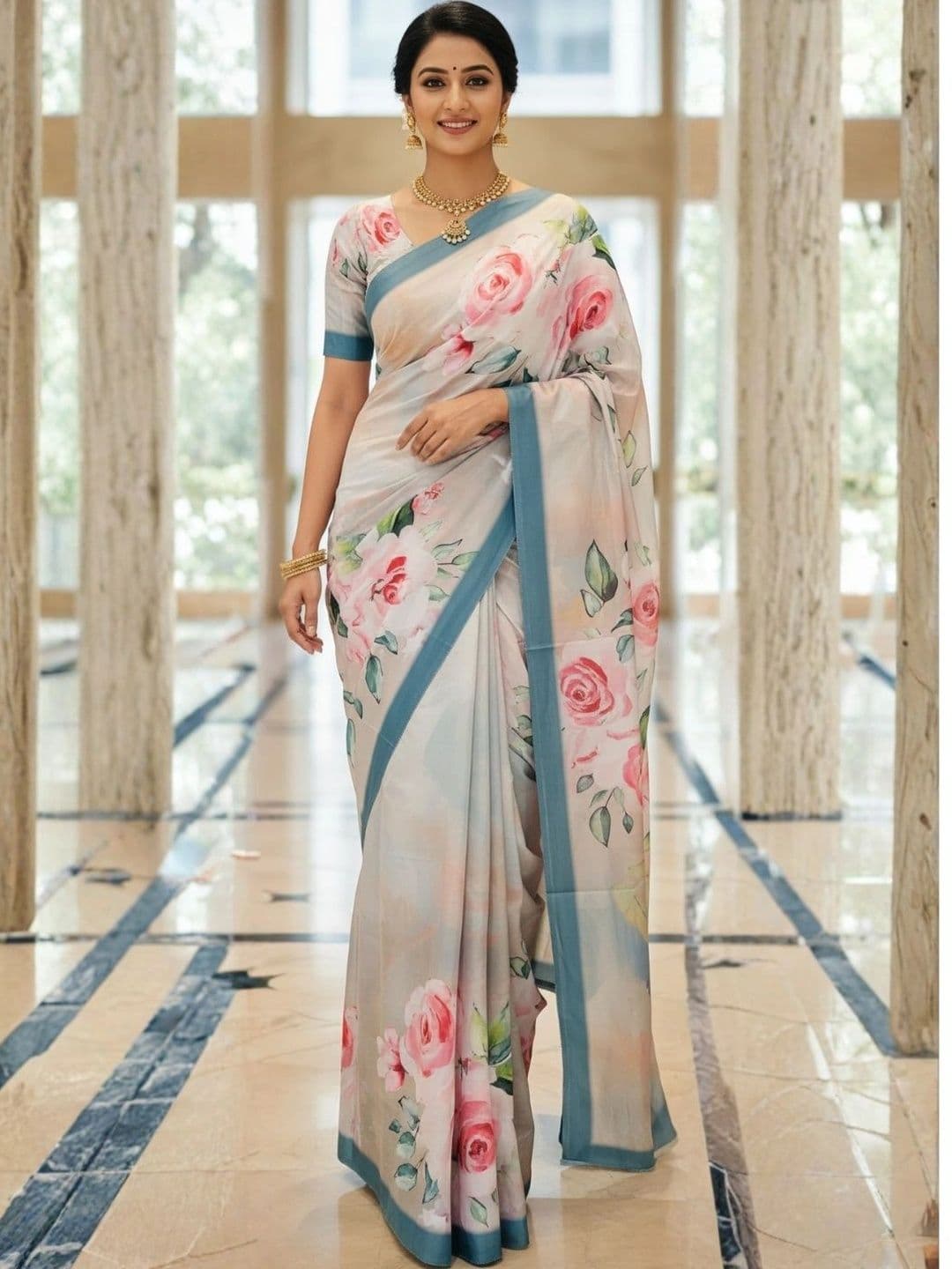 Mitera Floral Designer Saree - view 1