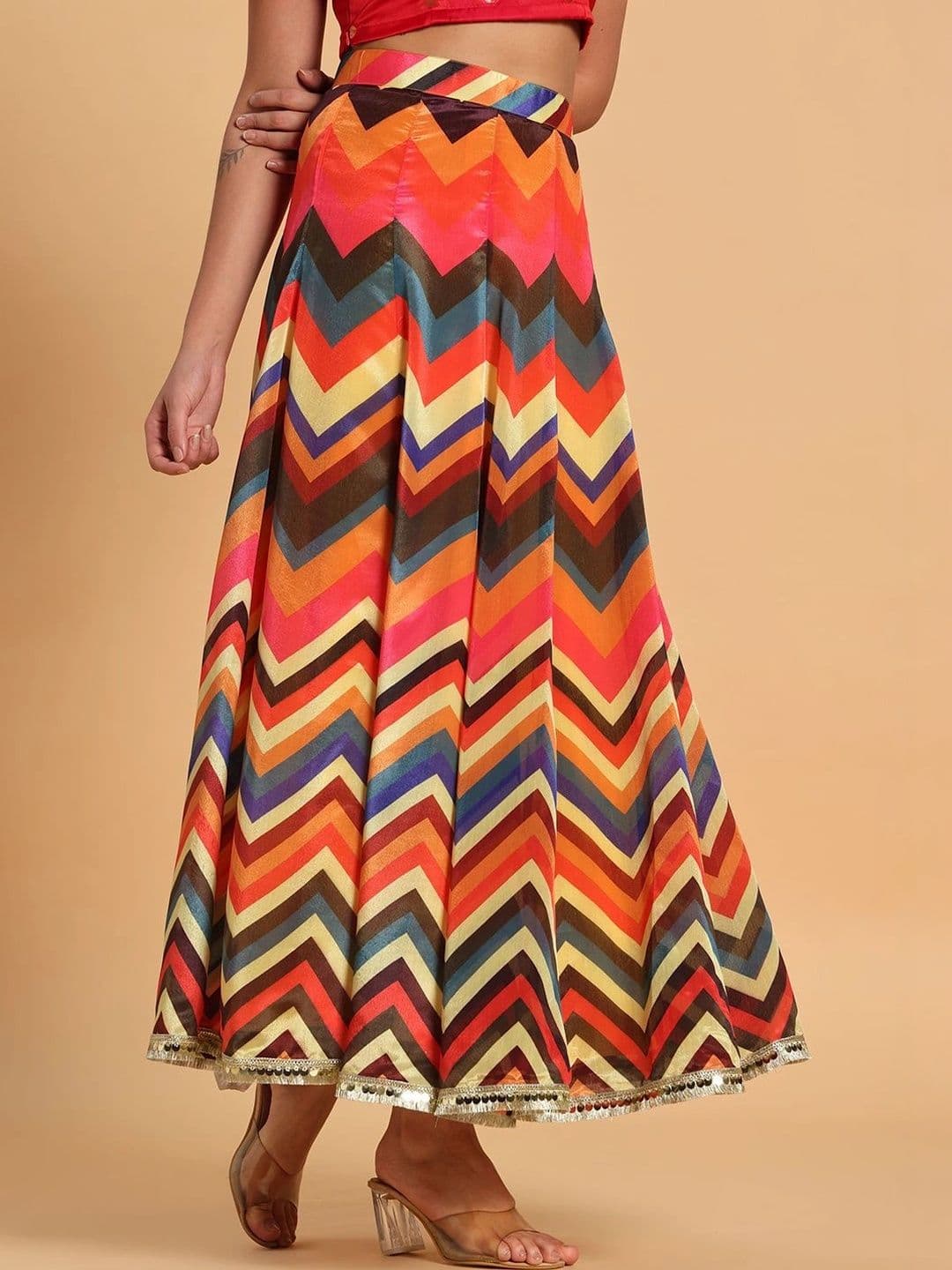 Frolic Rolic Women Geometric Printed Maxi Flared Skirt thumbnail 3