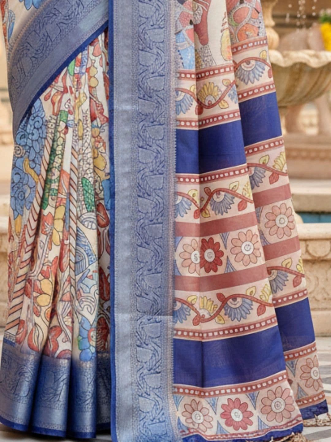 Mitera Kalamkari Silk Blend Designer Saree thumbnail 4