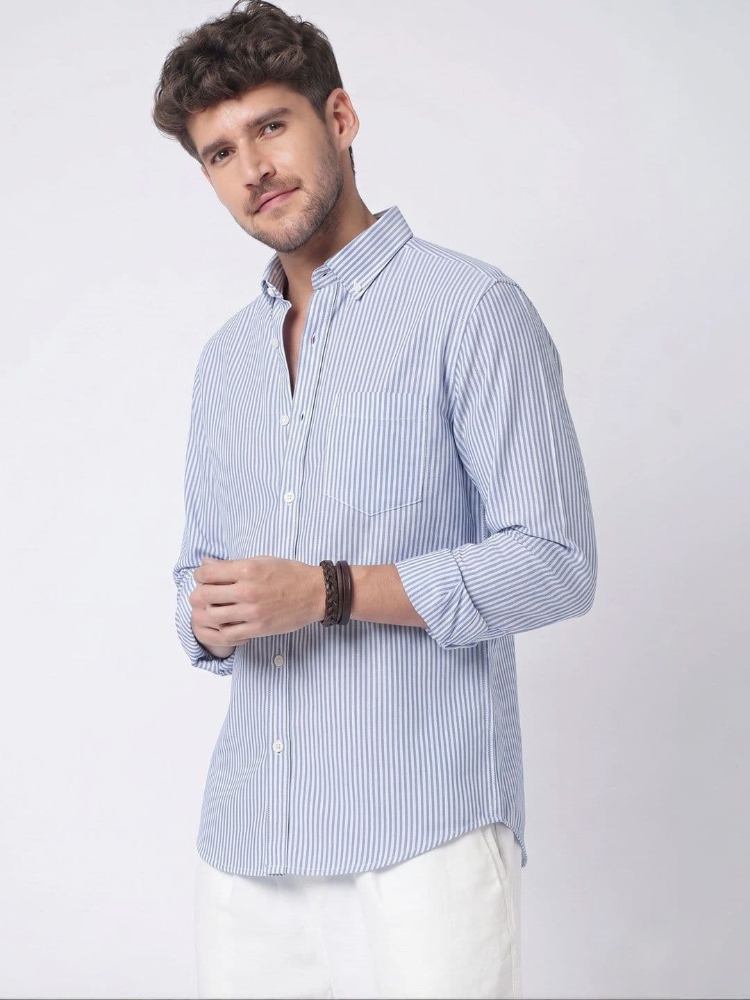 R.Code by The Roadster Life Co. Men Standard Striped Casual Shirt thumbnail 2